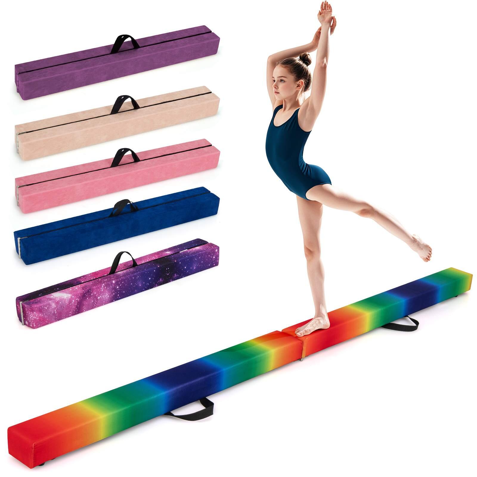 8FT Folding Gymnastic Beam Floor Balance Beam w/Handle 240x10x7.5