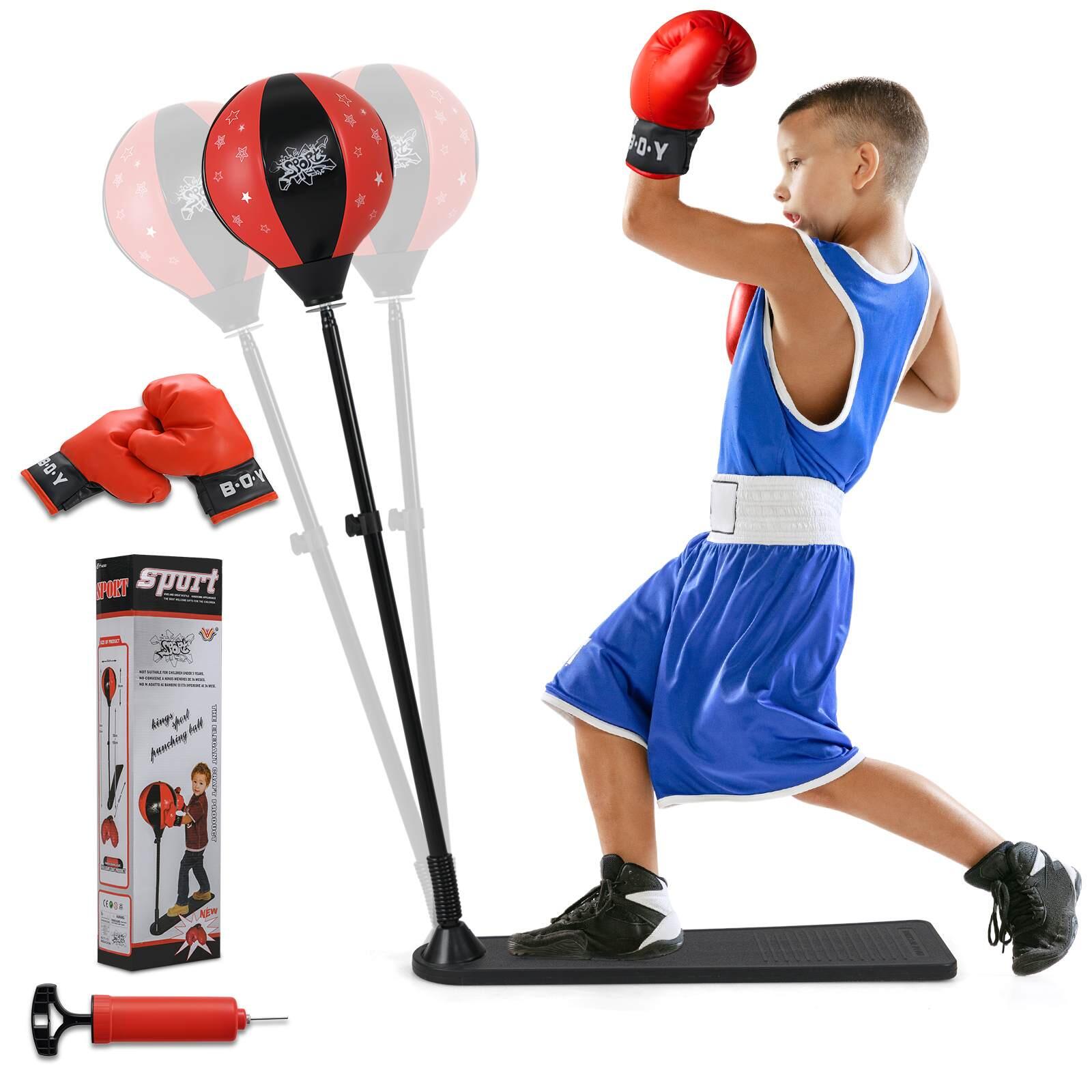 Punching Bag Adjustable Boxing Speed Ball Stand Gift w/Gloves Set 66x18x85