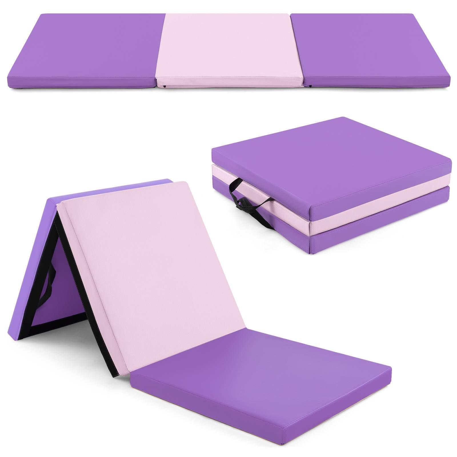 180x60cm Portable Gymnastics Mat 3-Fold Tumbling Mat w/Handles
