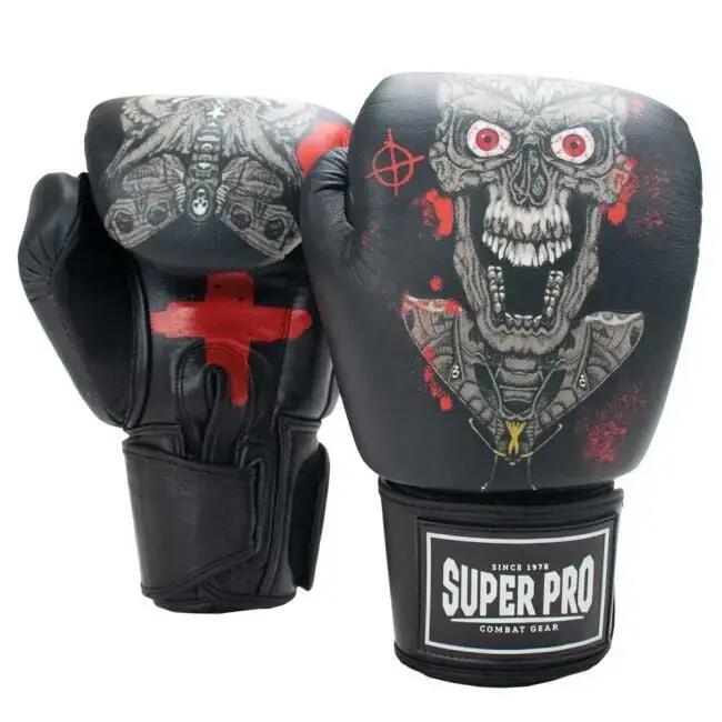 Manusi de Box Super Pro Combat Skull Negru/Gri 1/7