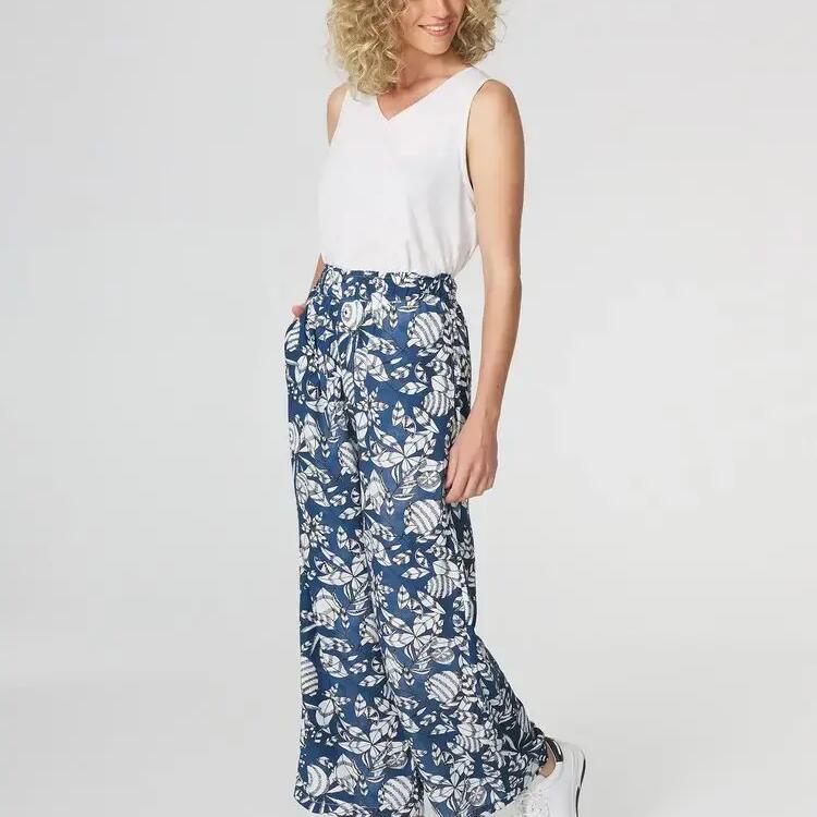 Women's Blue Floral Trousers TBS JANIEPAN