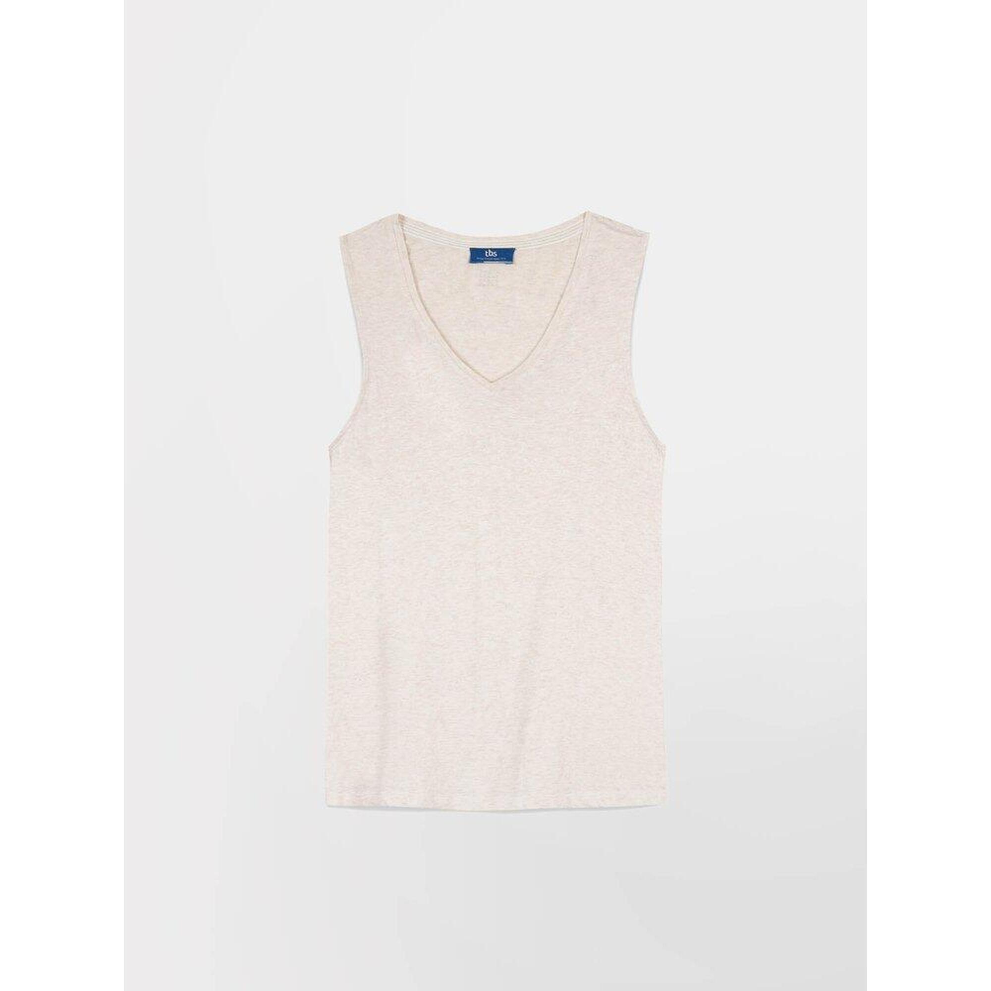 Tbs - T-shirt Femme Adinadeb Arctique Col V Sans Manches - Débardeur - Blanc - Decathlon