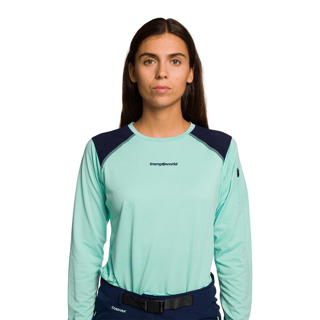 Camiseta manga larga para Mujer Trangoworld Trx2 wm evo long Verde/Azul 3/5