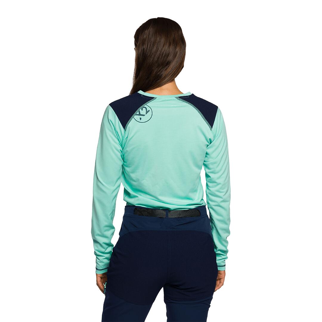 Camiseta manga larga para Mujer Trangoworld Trx2 wm evo long Verde/Azul 2/5