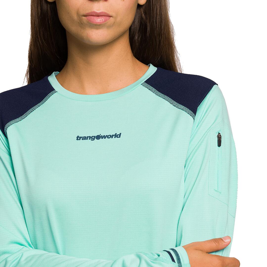 Camiseta manga larga para Mujer Trangoworld Trx2 wm evo long Verde/Azul 4/5