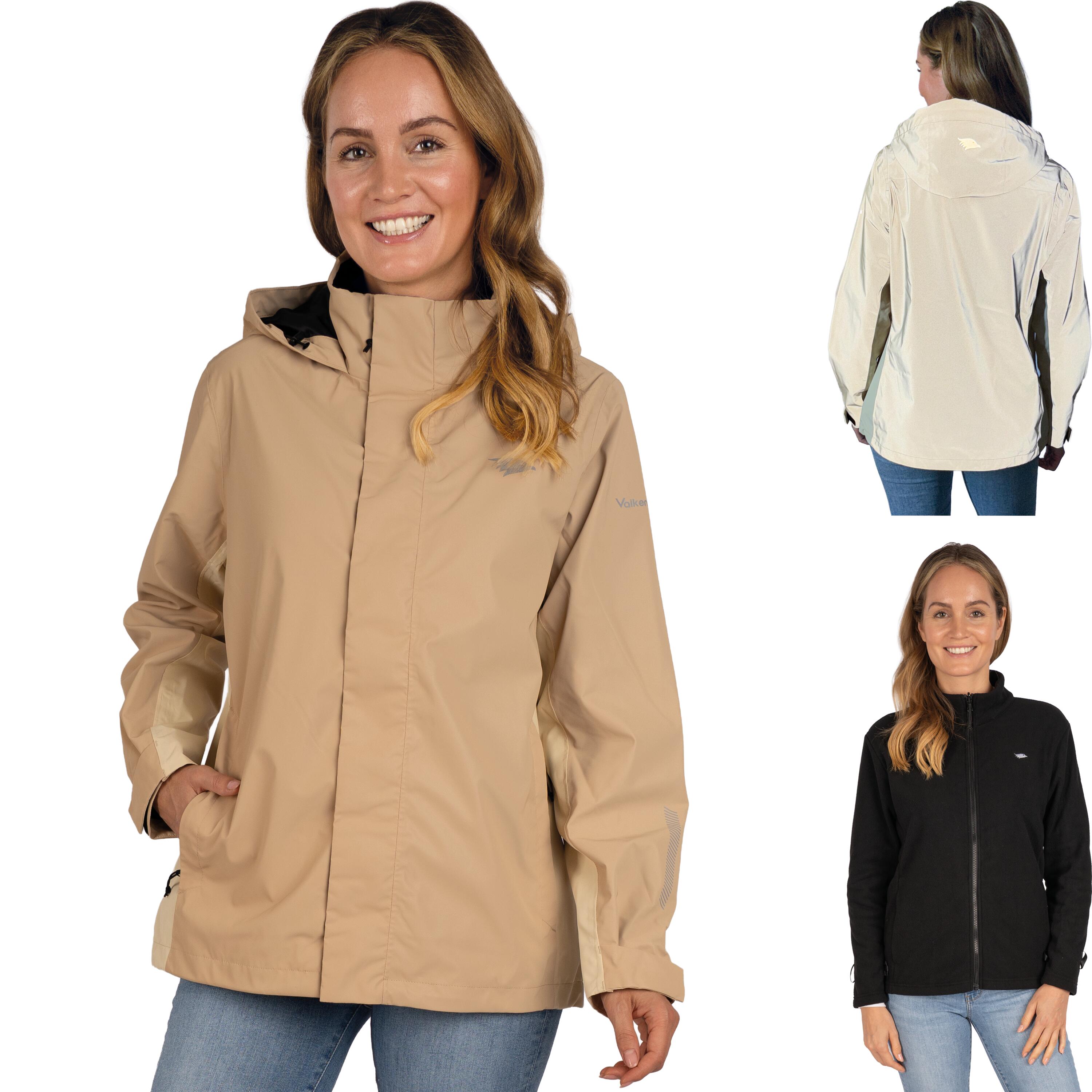 Valkental - Veste 3-en-1 Femme Imperméable Et Réfléchissante Avec Polaire Amovible - Veste 3 En 1 - Beige - Decathlon