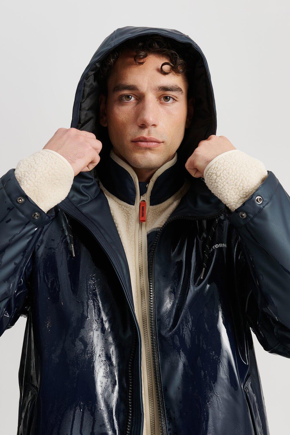 Manteau de pluie de randonnée matelassé Wings bleu marine 6/7