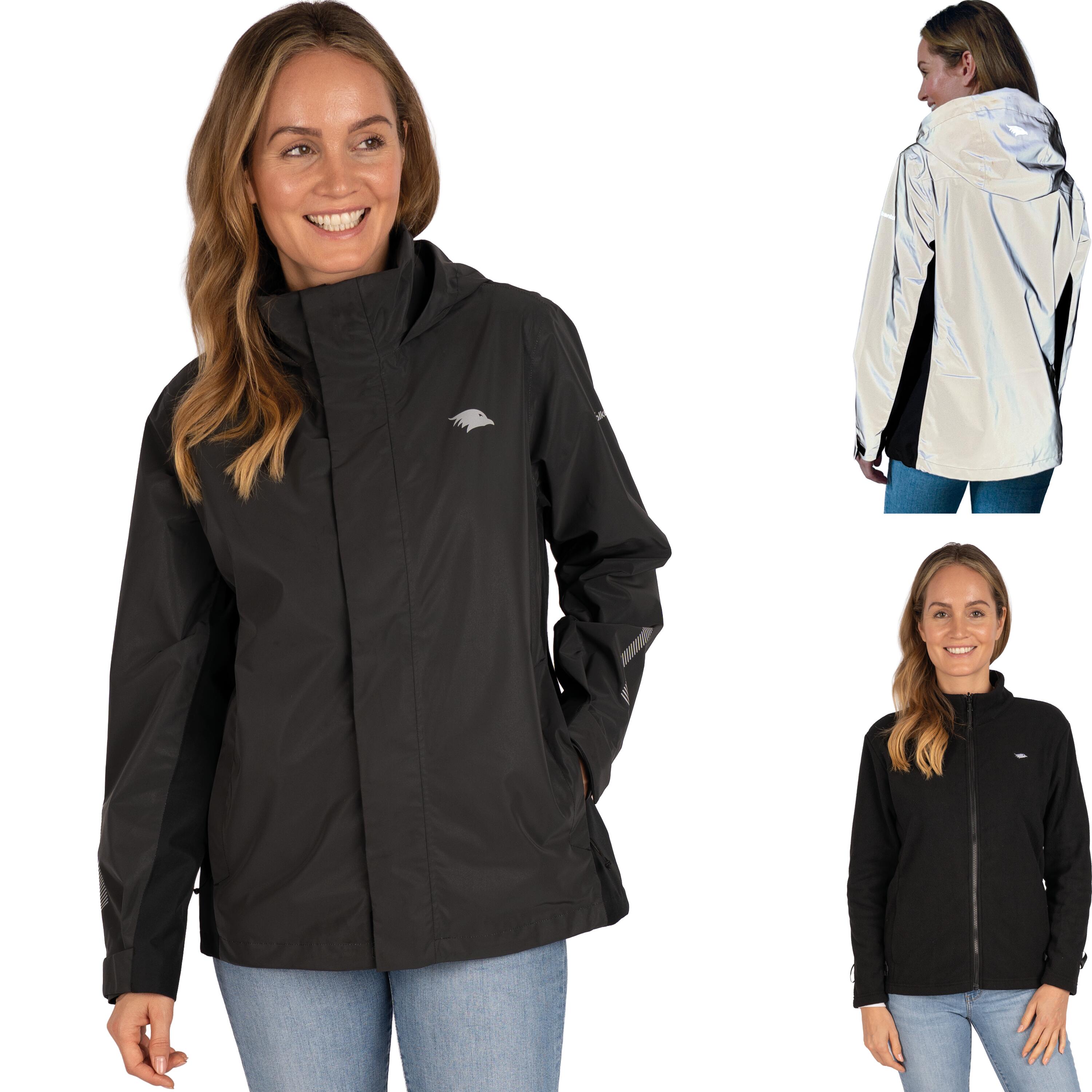 VALKENTAL 3-in-1 Jacke Damen Regenjacke wasserdicht & reflektierend - mit Fleece Zipp-In