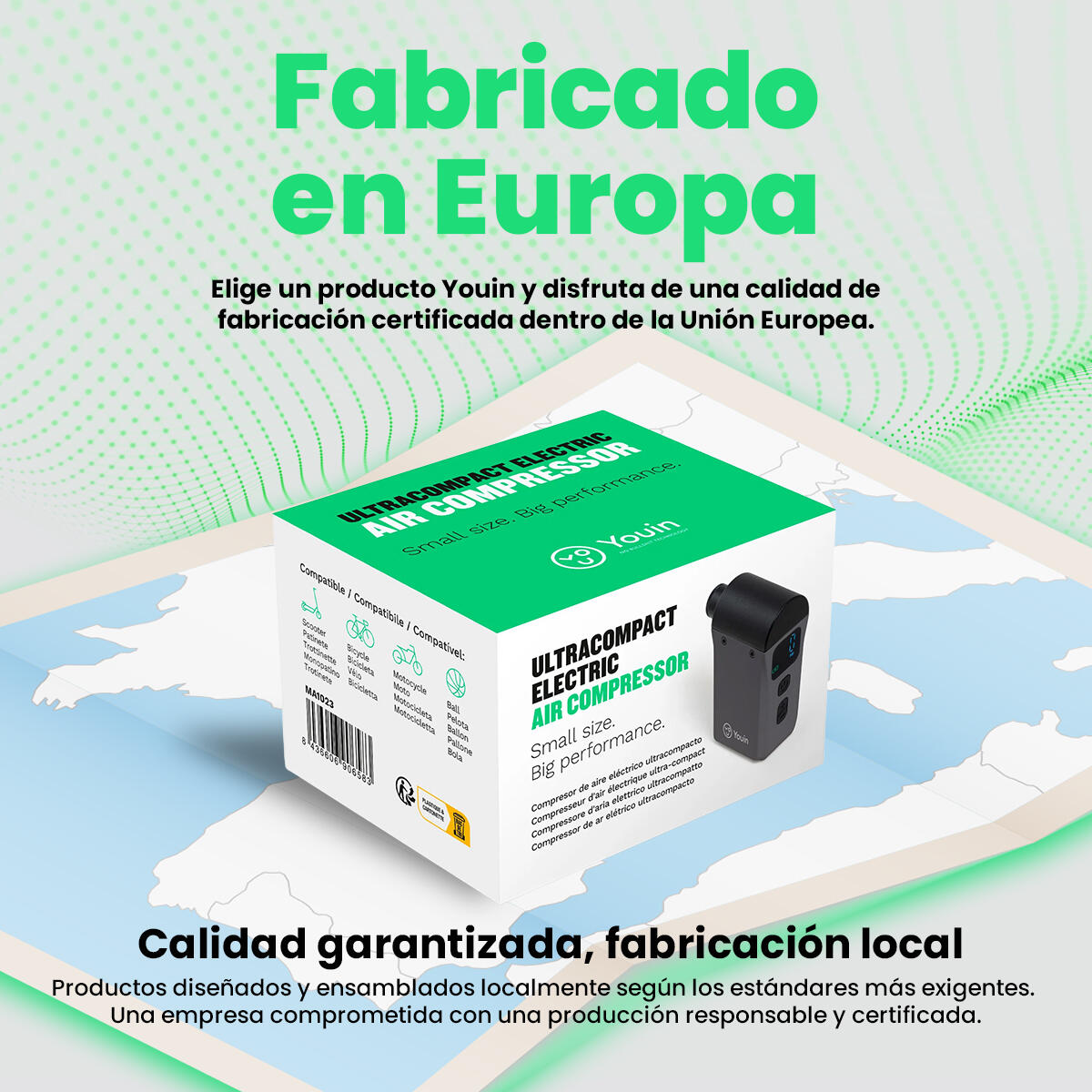 Compresseur/gonfleur d'air électrique USB C ultra-compact Youin MA1023 500 mAh 6/7