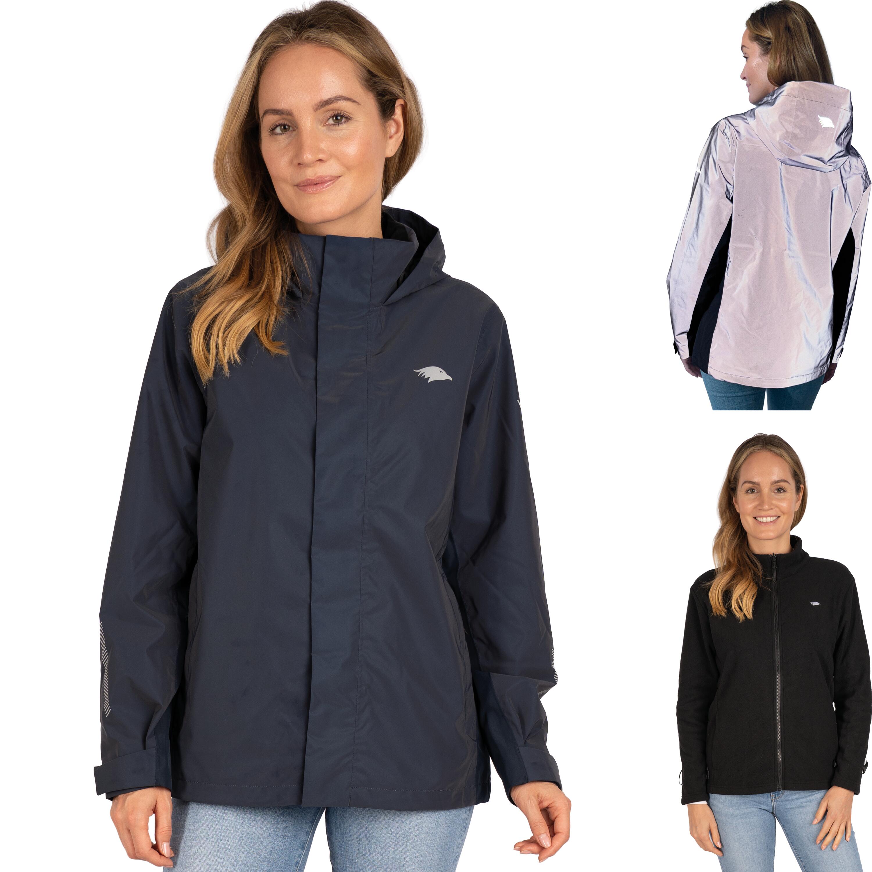 VALKENTAL 3-in-1 Jacke Damen Regenjacke wasserdicht & reflektierend - mit Fleece Zipp-In