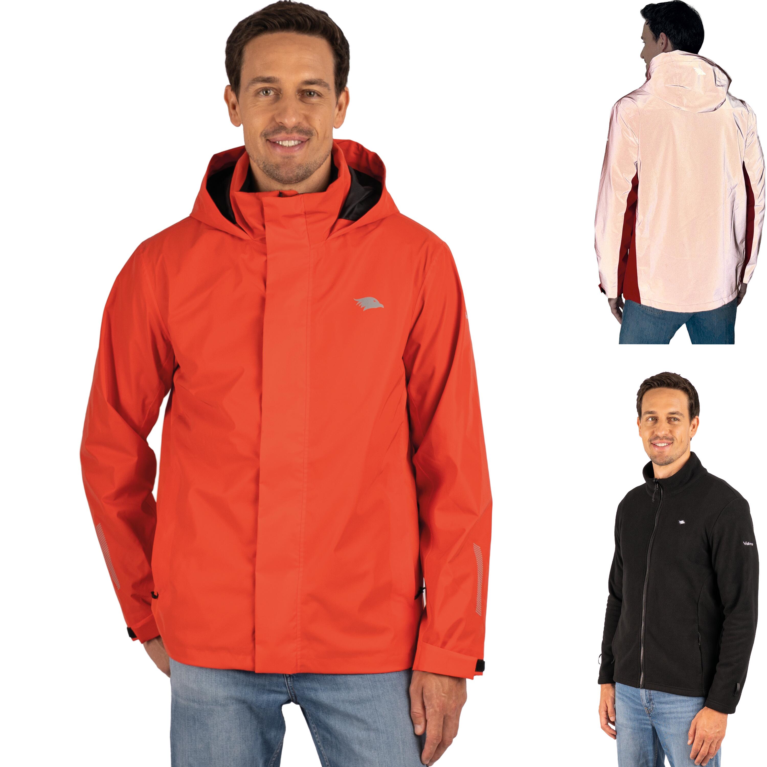 VALKENTAL 3-in-1 Jacke Herren Regenjacke wasserdicht & reflektierend - mit Fleece Zipp-In