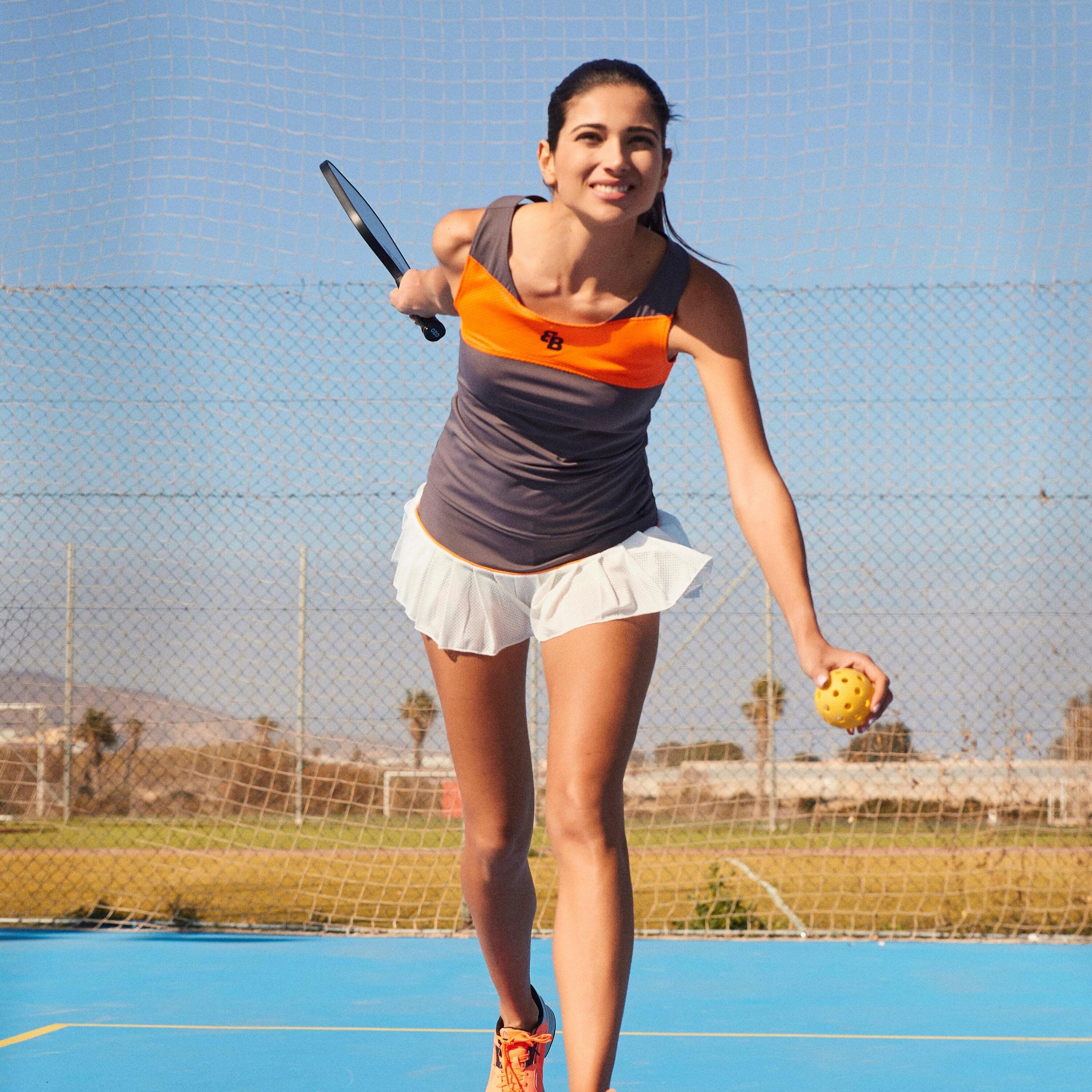Atmungsaktiver, elastischer Padel- und Tennisrock für Damen Hera Dark Grey 2/4
