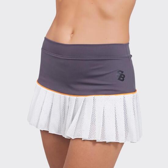 Atmungsaktiver, elastischer Padel- und Tennisrock für Damen Hera Dark Grey