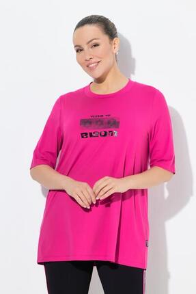 Femme T-shirt long technique à col rond et manches courtes. Matière recyclée