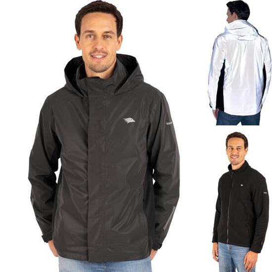 Veste 3-en-1 homme imperméable et réfléchissante avec polaire amovible