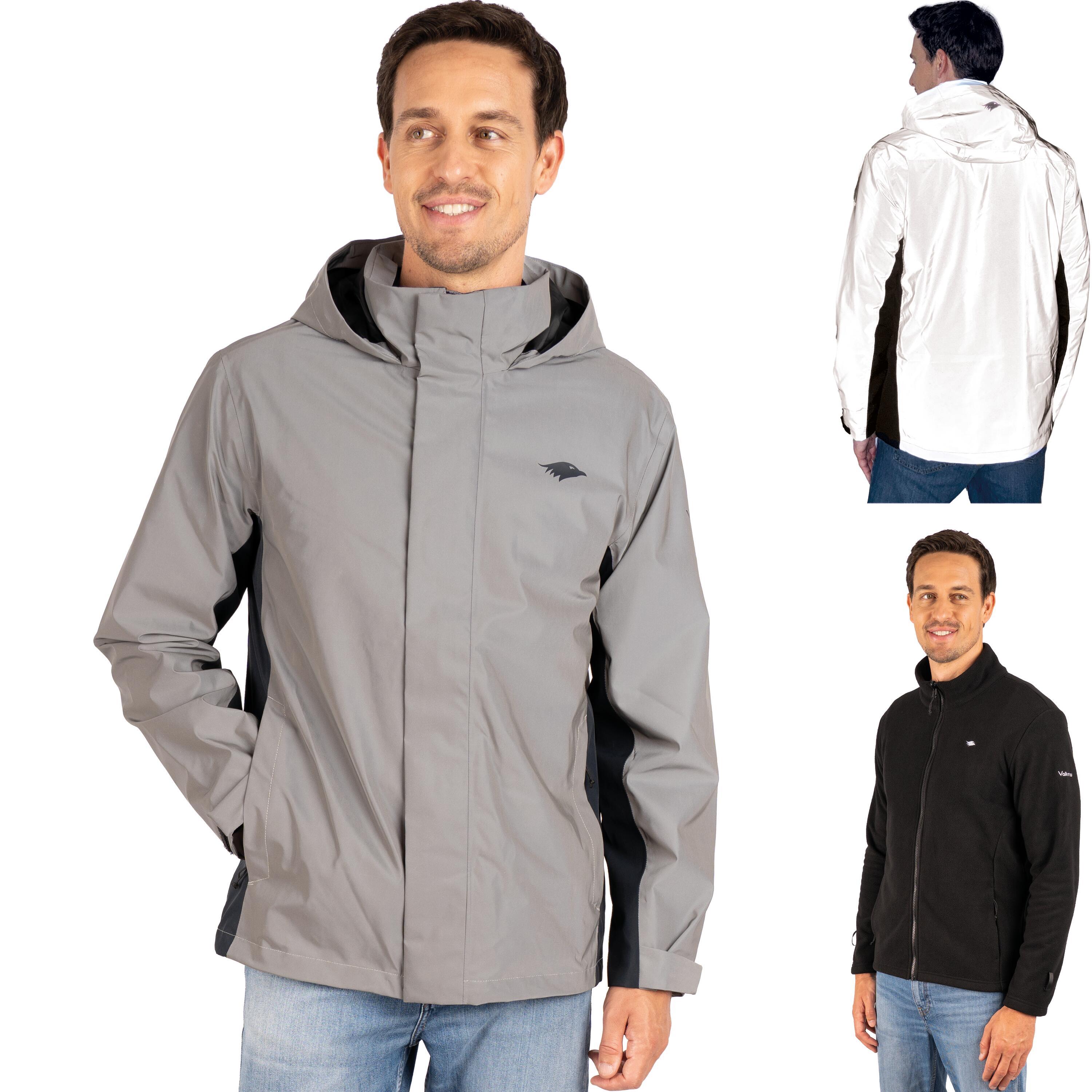 VALKENTAL 3-in-1 Jacke Herren Regenjacke wasserdicht & reflektierend - mit Fleece Zipp-In
