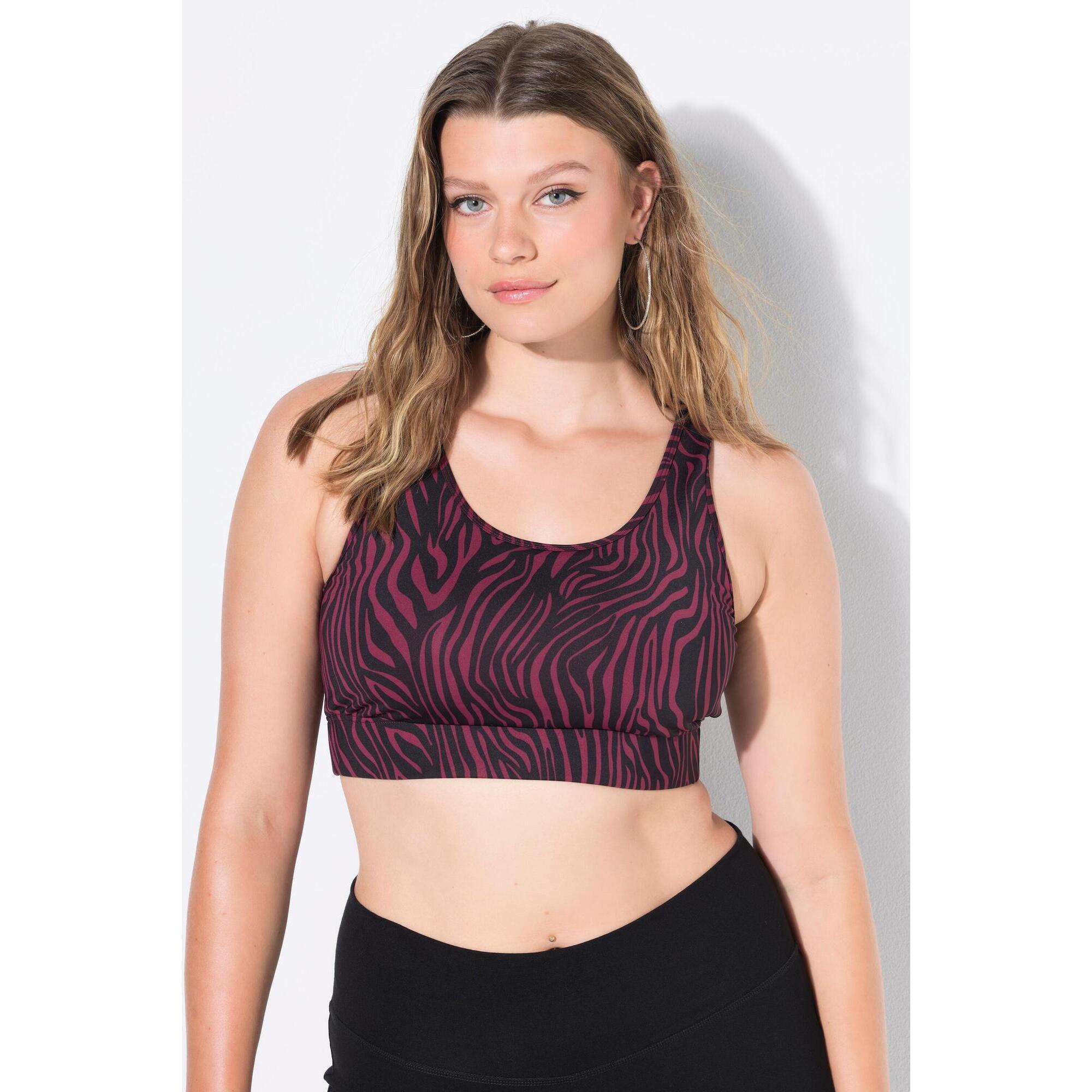 Ulla Popken - Femme Brassière De Sport À Dos Nageur Avec Imprimé Zébré Coloré - Brassière - Rouge - 48 Xl - Decathlon