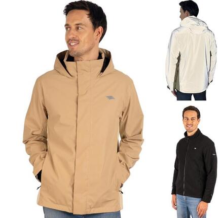 Veste 3-en-1 homme imperméable et réfléchissante avec polaire amovible
