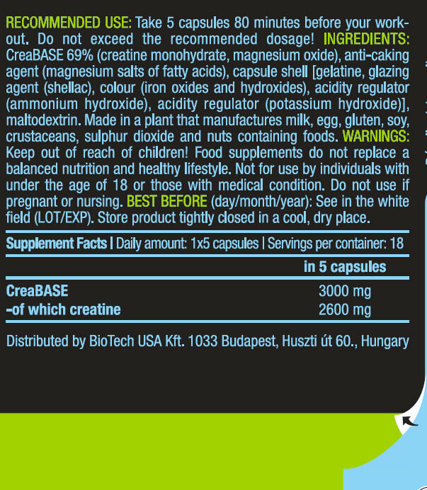 Kreatin PHX - 90 Kapseln Biotech USA 3/5