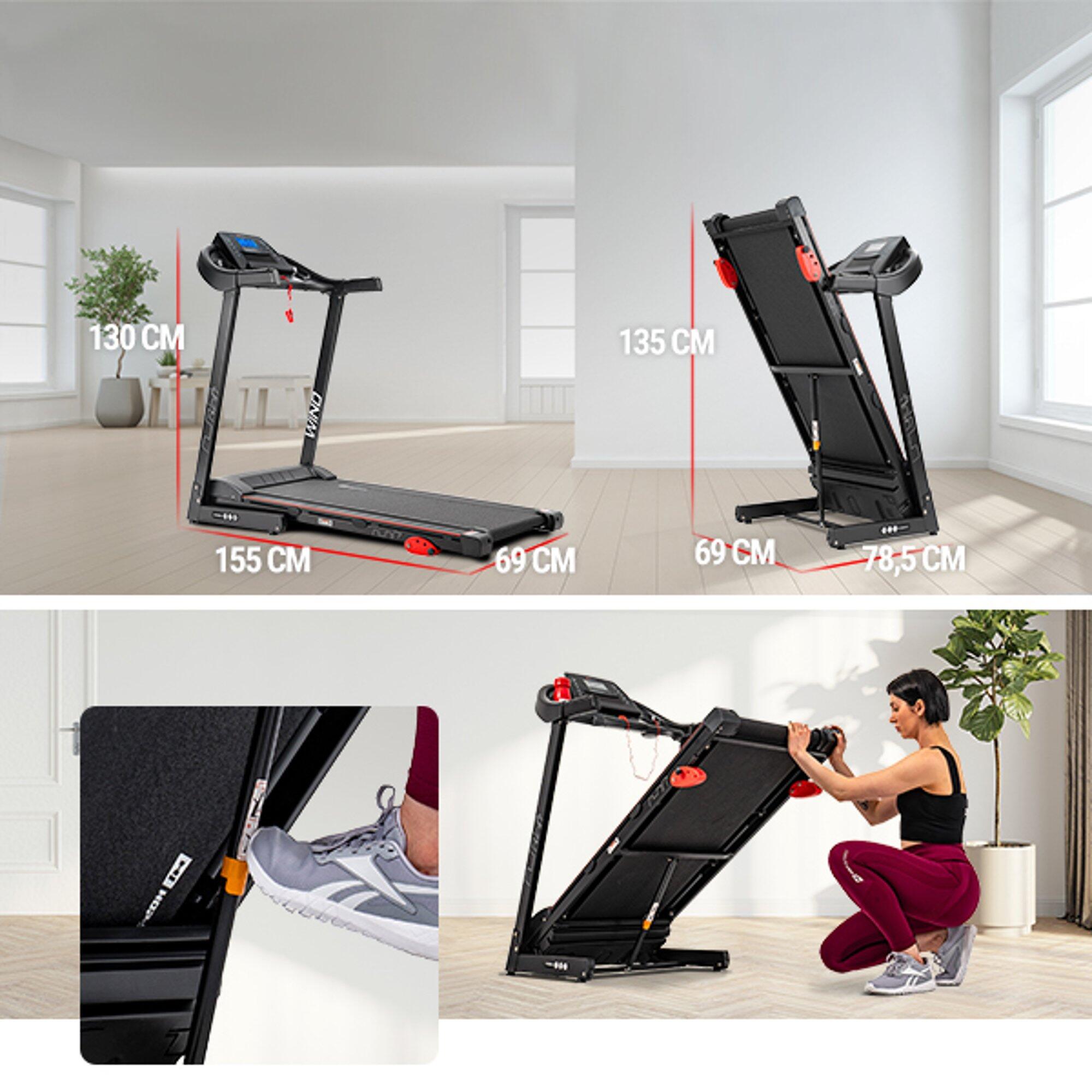 Tapis de course pliable 0,8 - 14 km/h HS-1000LB Wind, connecté Bluetooth et App 6/7
