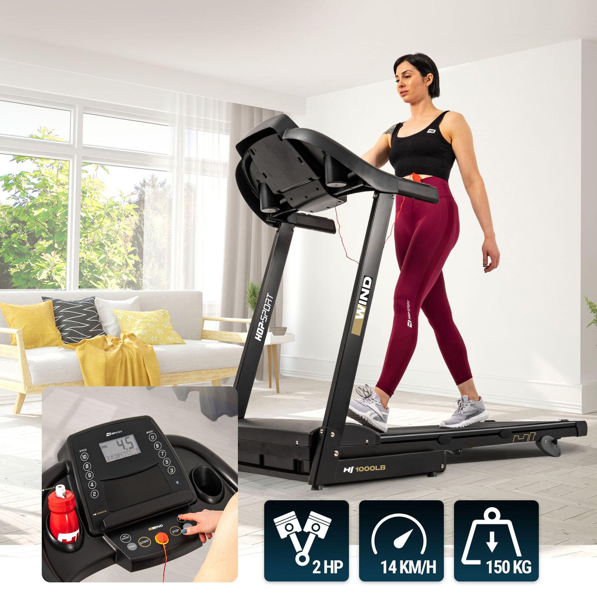 Tapis de course pliable 0,8 - 14 km/h HS-1000LB Wind, connecté Bluetooth et App 2/7