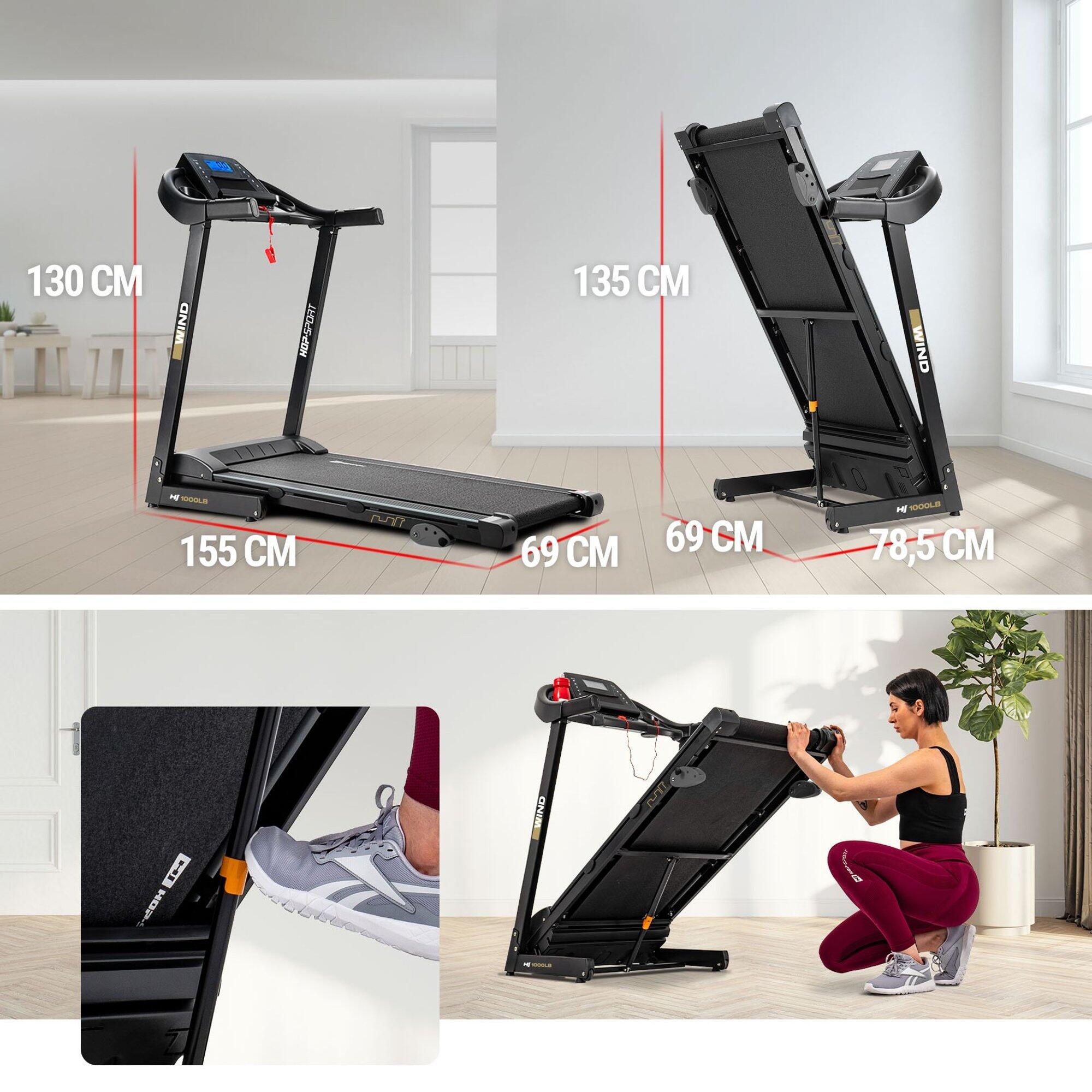 Tapis de course pliable 0,8 - 14 km/h HS-1000LB Wind, connecté Bluetooth et App 6/7