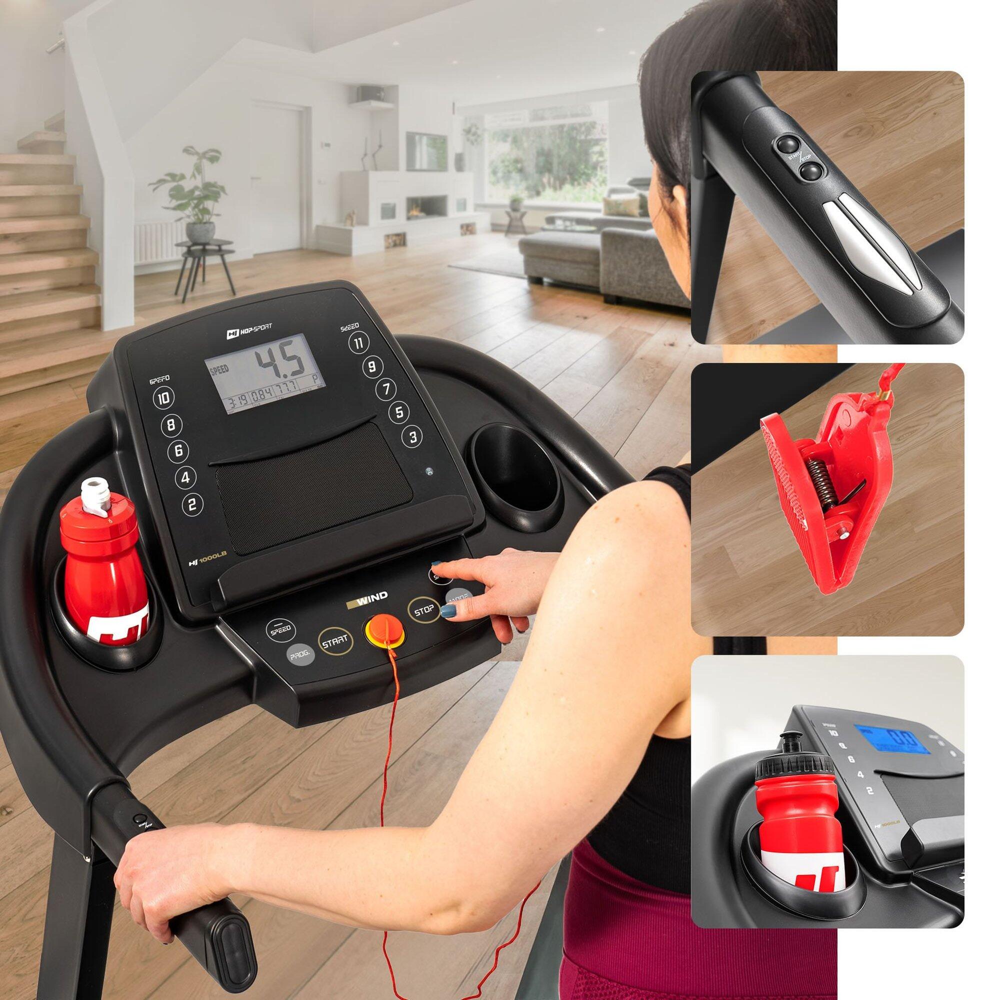 Tapis de course pliable 0,8 - 14 km/h HS-1000LB Wind, connecté Bluetooth et App 4/7