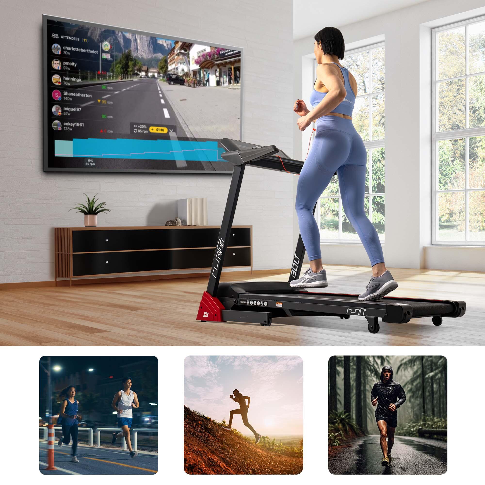 Tapis de course pliable 0,8 - 14 km/h HS-1400LB Bolt, connecté Bluetooth et App 5/7
