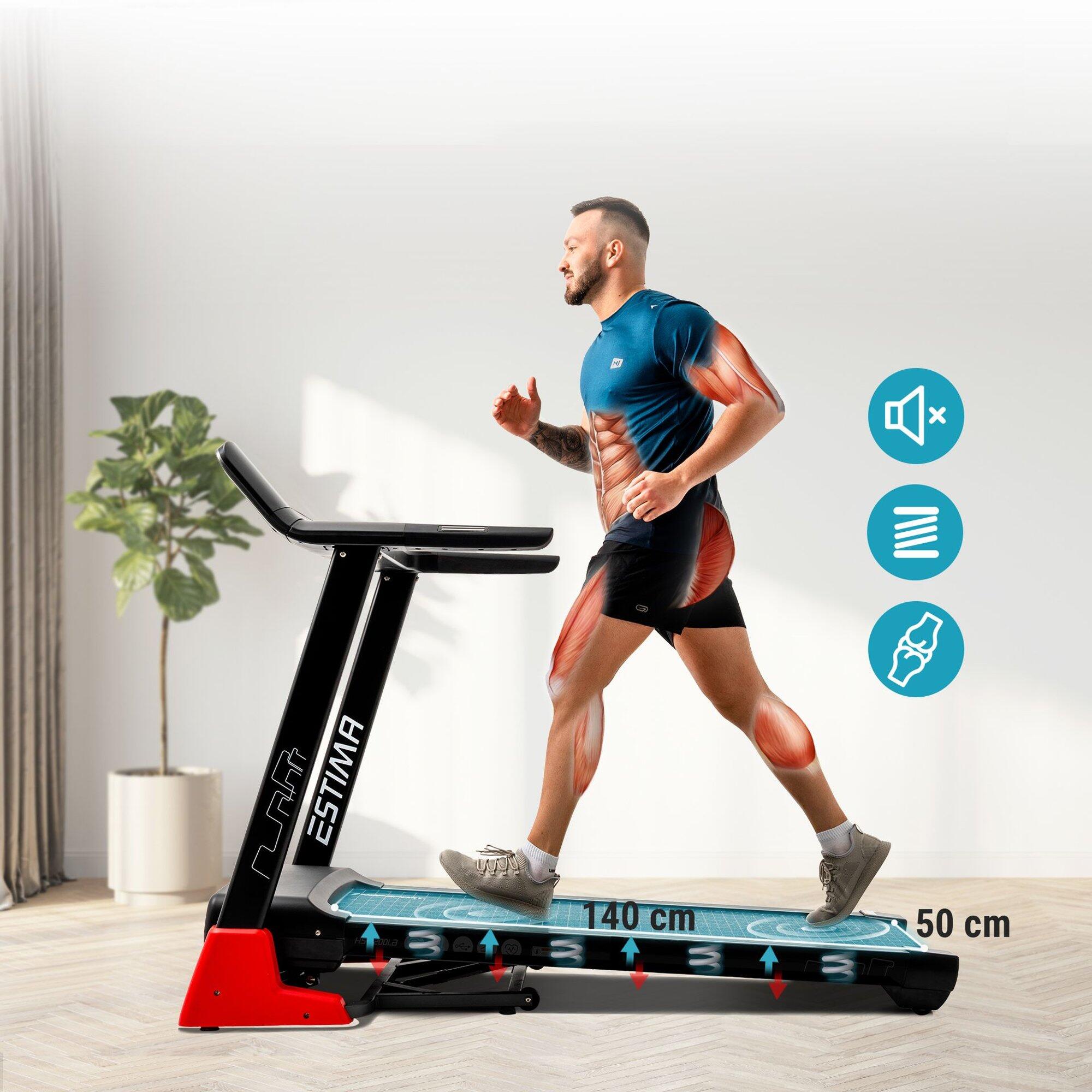 Tapis de course pliable 20 km/h HS-3200LB Estima, connecté Bluetooth et App 4/7