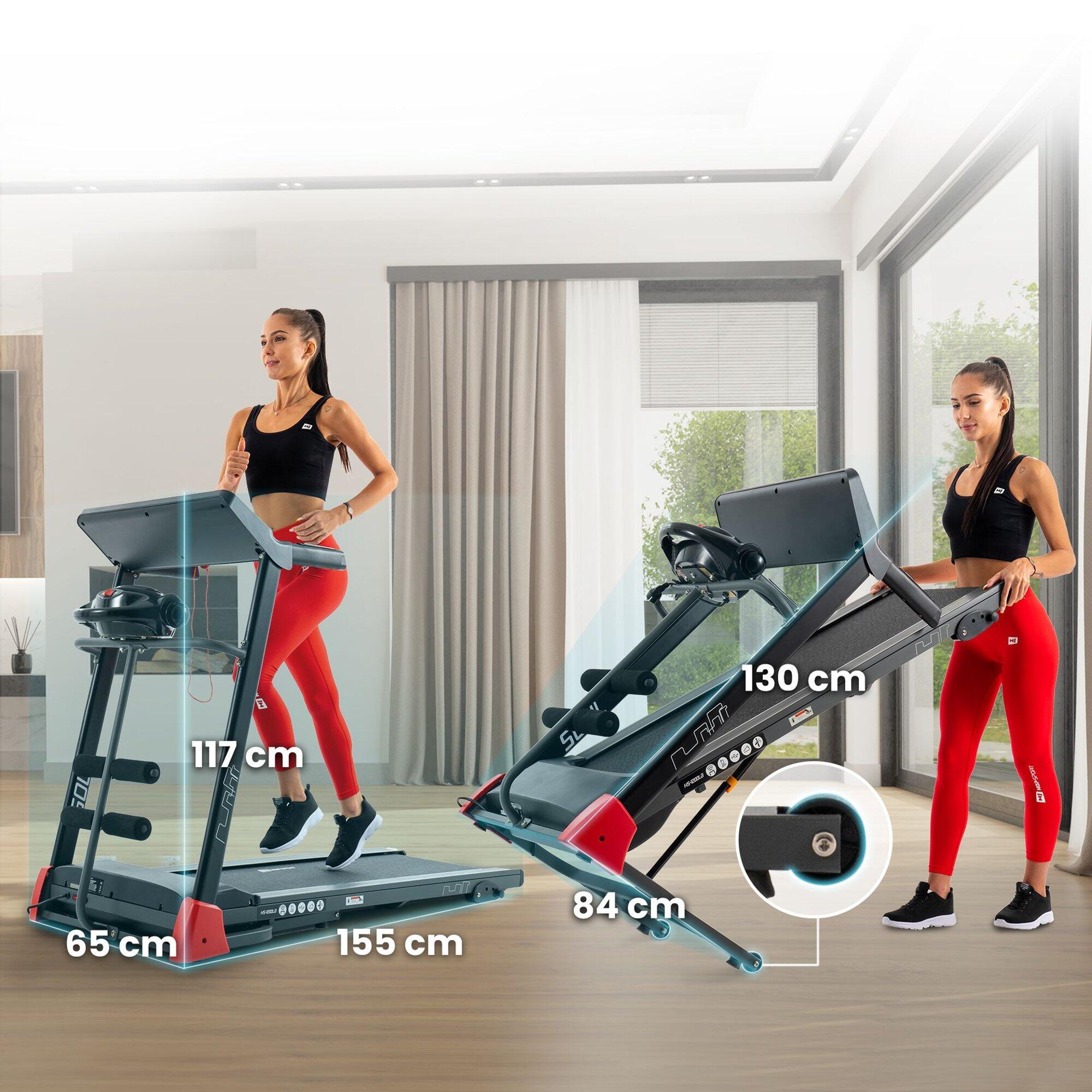 Tapis de course pliable avec masseur 14 km/h HS-1200LB Soul, connecté App 5/7