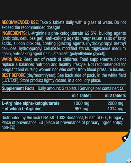 BioTechUSA AAKG 1000 mg 100 tabs 3/5