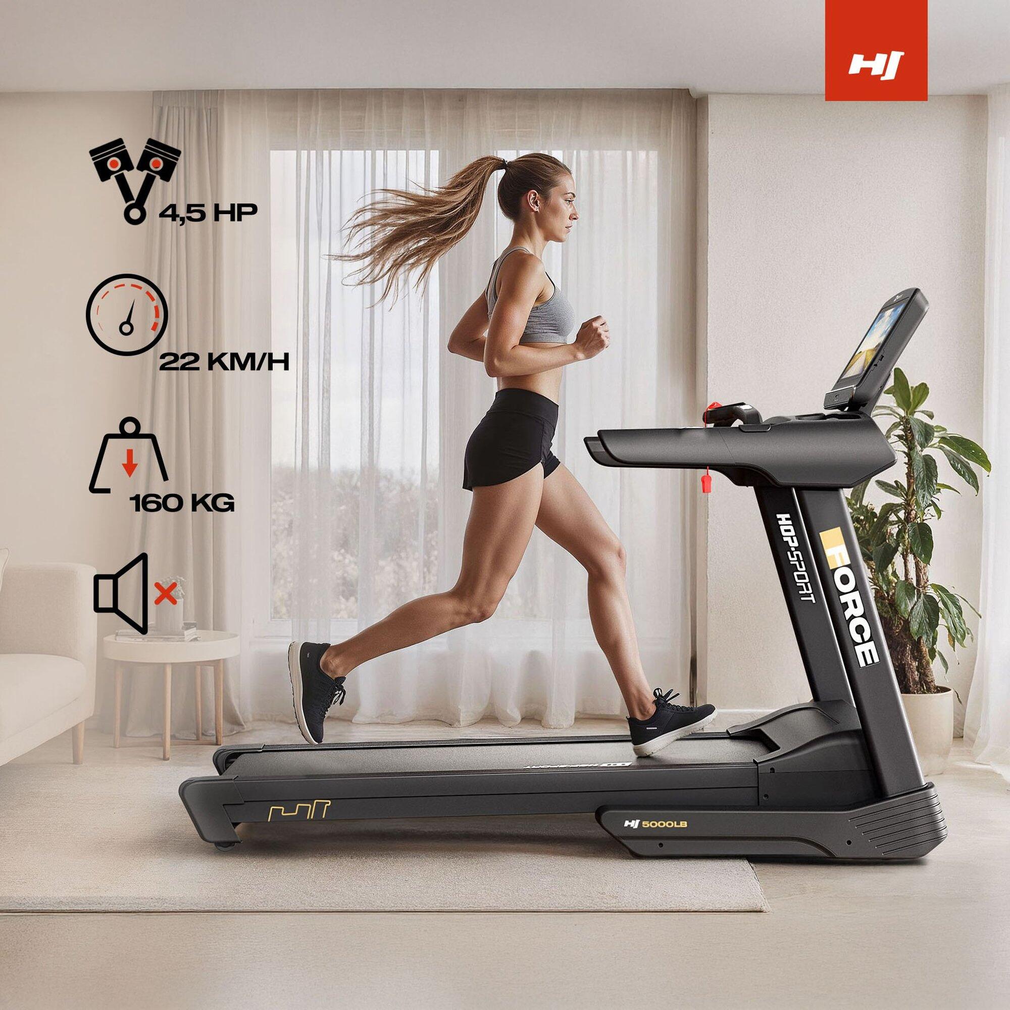 Tapis de course pliable 1-22 km/h HS-5000LB Force, connecté WiFi, Bluetooth, App 3/7