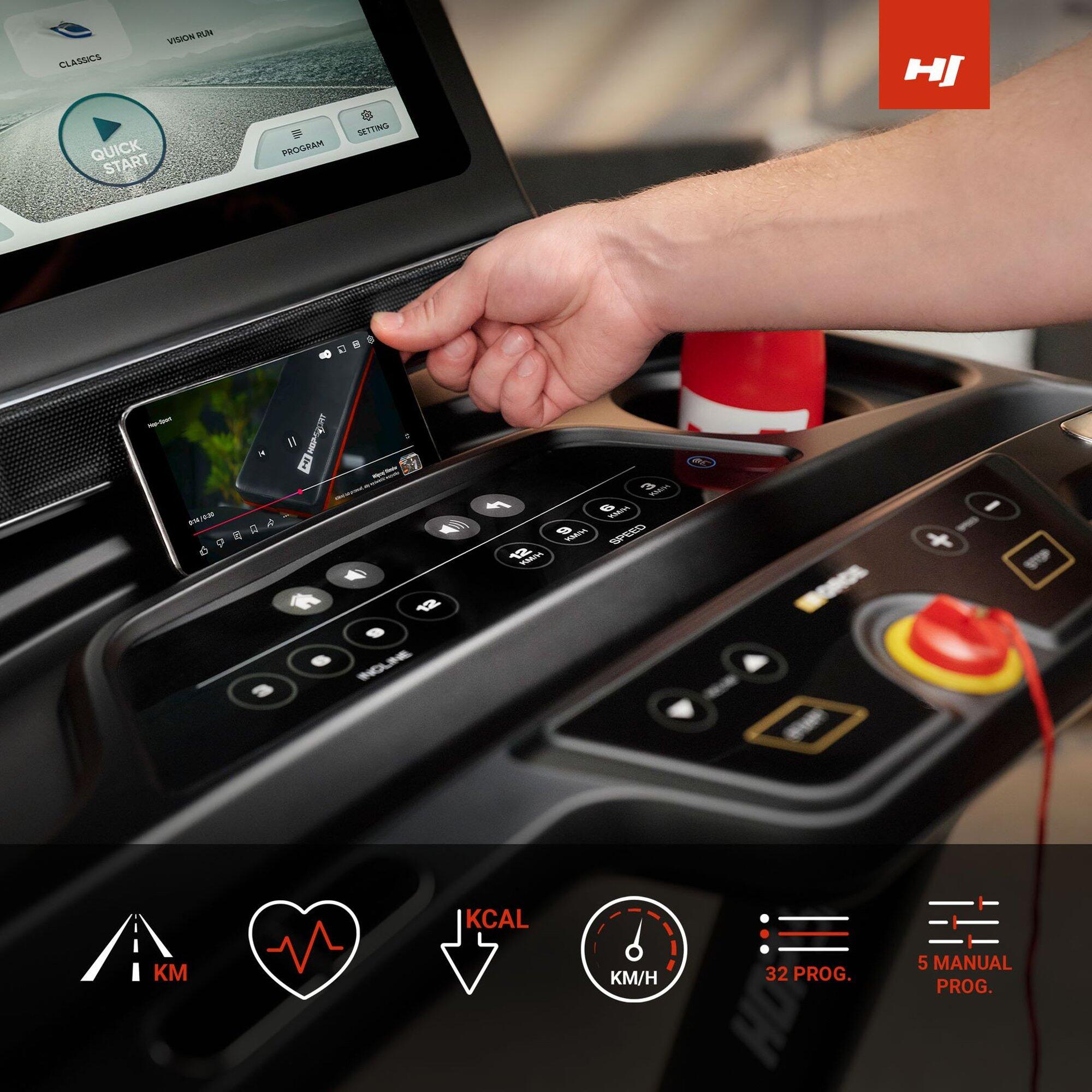 Tapis de course pliable 1-22 km/h HS-5000LB Force, connecté WiFi, Bluetooth, App 2/7