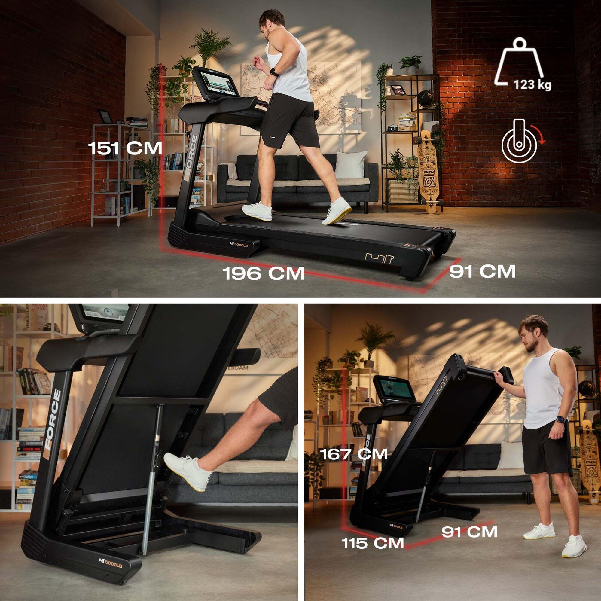 Tapis de course pliable 1-22 km/h HS-5000LB Force, connecté WiFi, Bluetooth, App 7/7