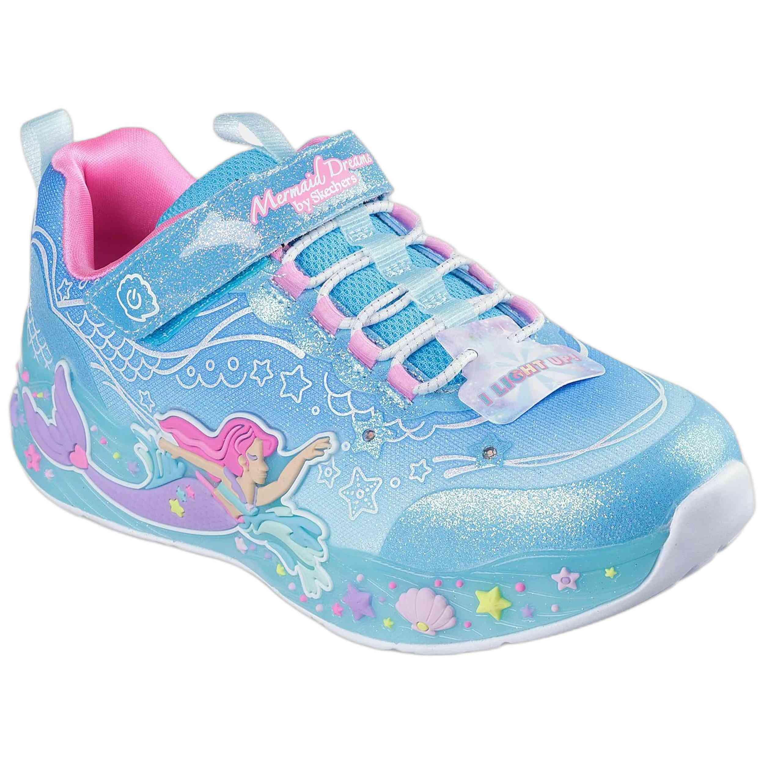 A Sereia da Garota Skechers Sonha Tênis Azuis 5/5