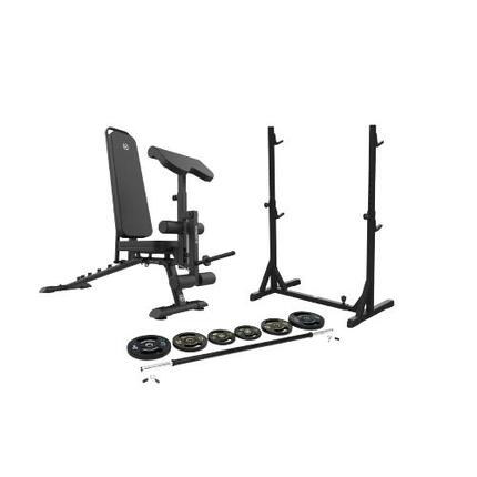 Pack Tonification : Banc Multifonction + Set de Fitness avec Barre et Poids