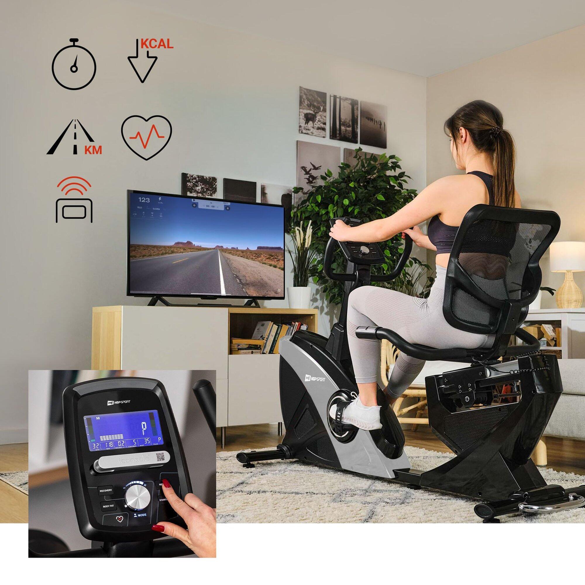 Vélo d'appartement allongé Hop-Sport Helix 2/7
