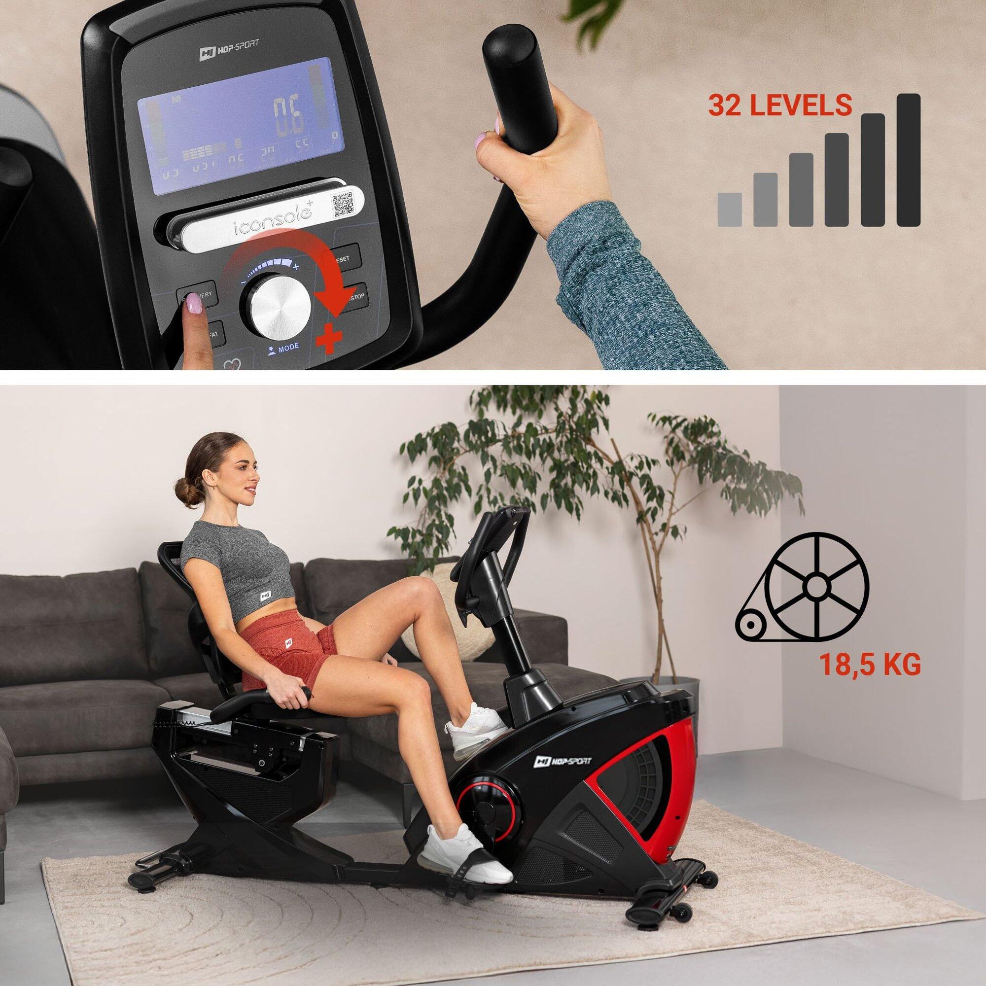 Bicicleta reclinada electromagnética HS-070L Helix roja 4/7