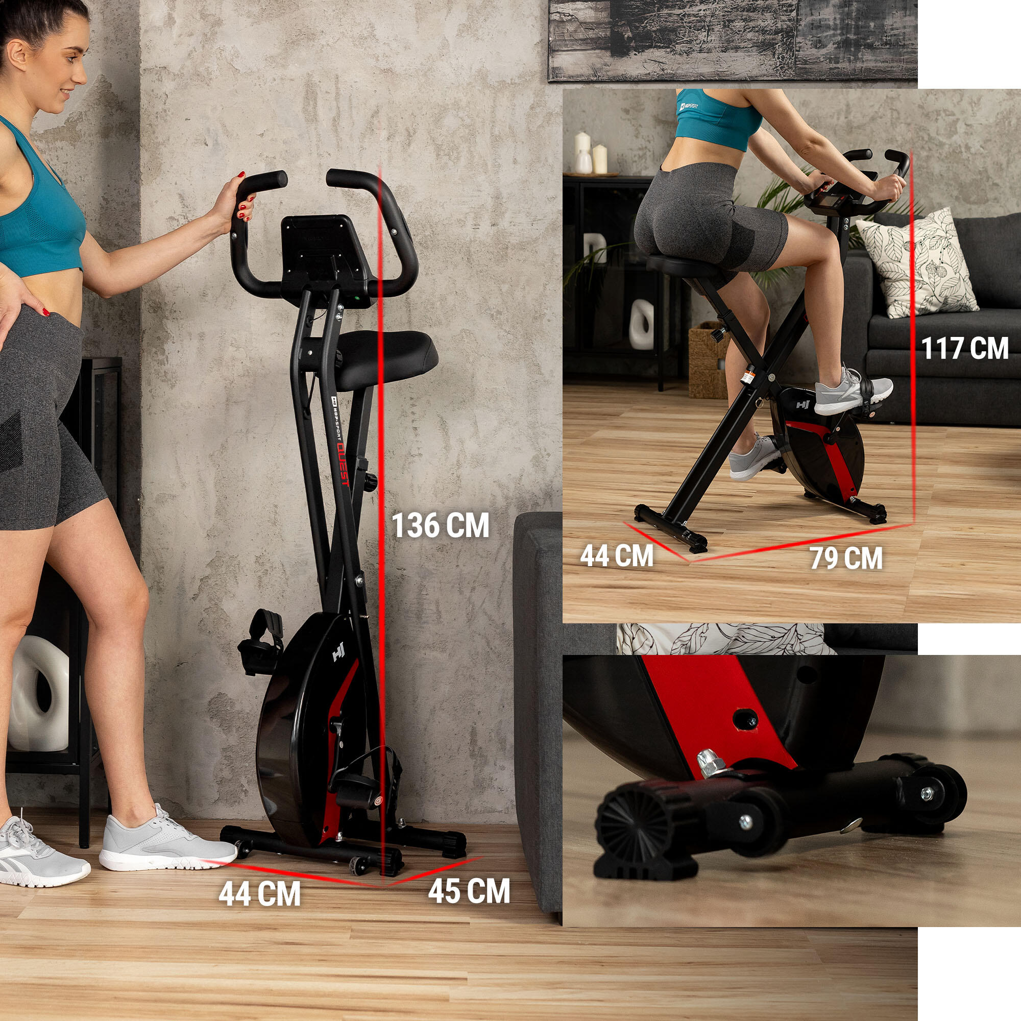 Vélo d'appartement pliable X-Bike Hop-Sport HS-3020X Quest, magnétique 3/7