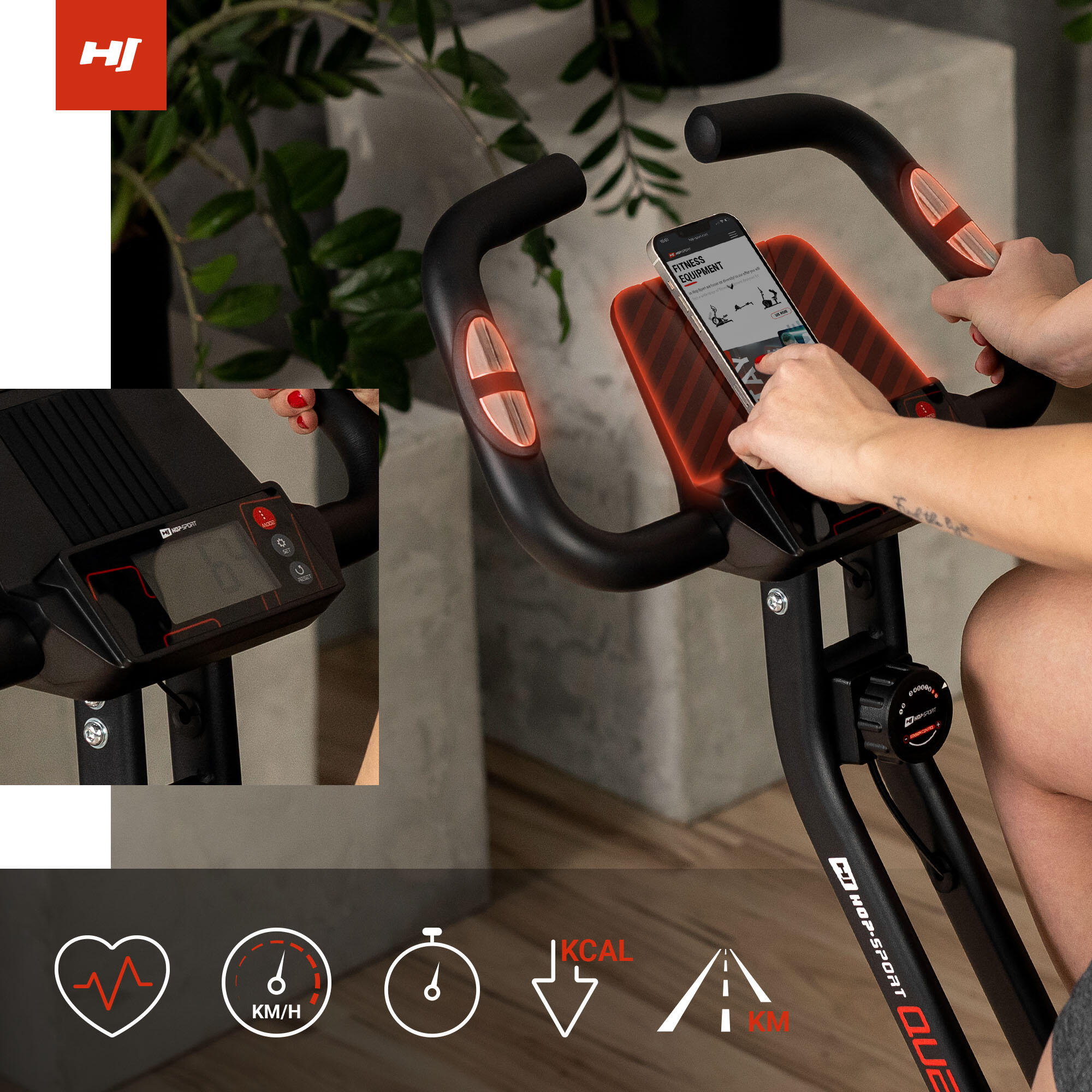 Vélo d'appartement pliable X-Bike Hop-Sport HS-3020X Quest, magnétique 5/7