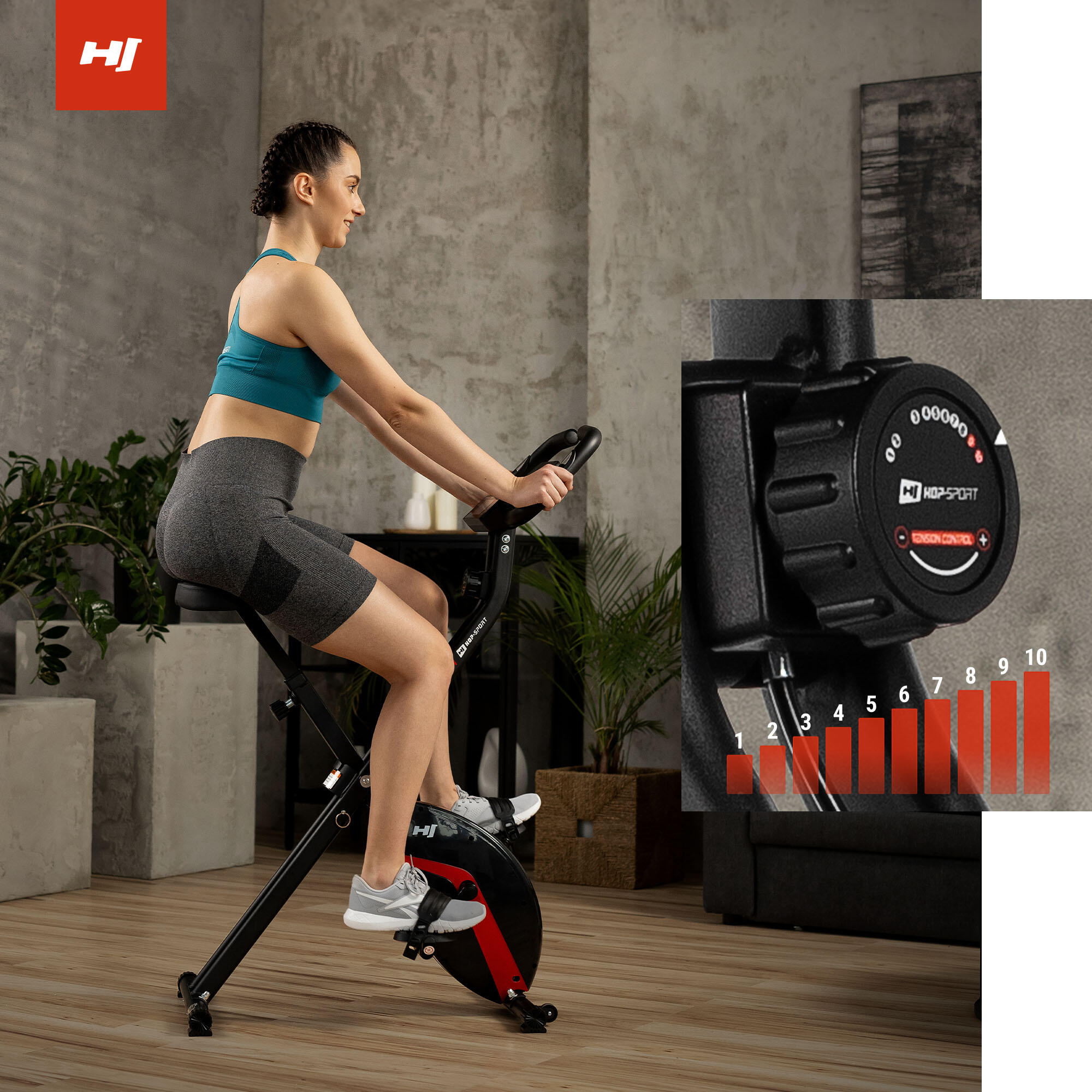 Vélo d'appartement pliable X-Bike Hop-Sport HS-3020X Quest, magnétique 4/7