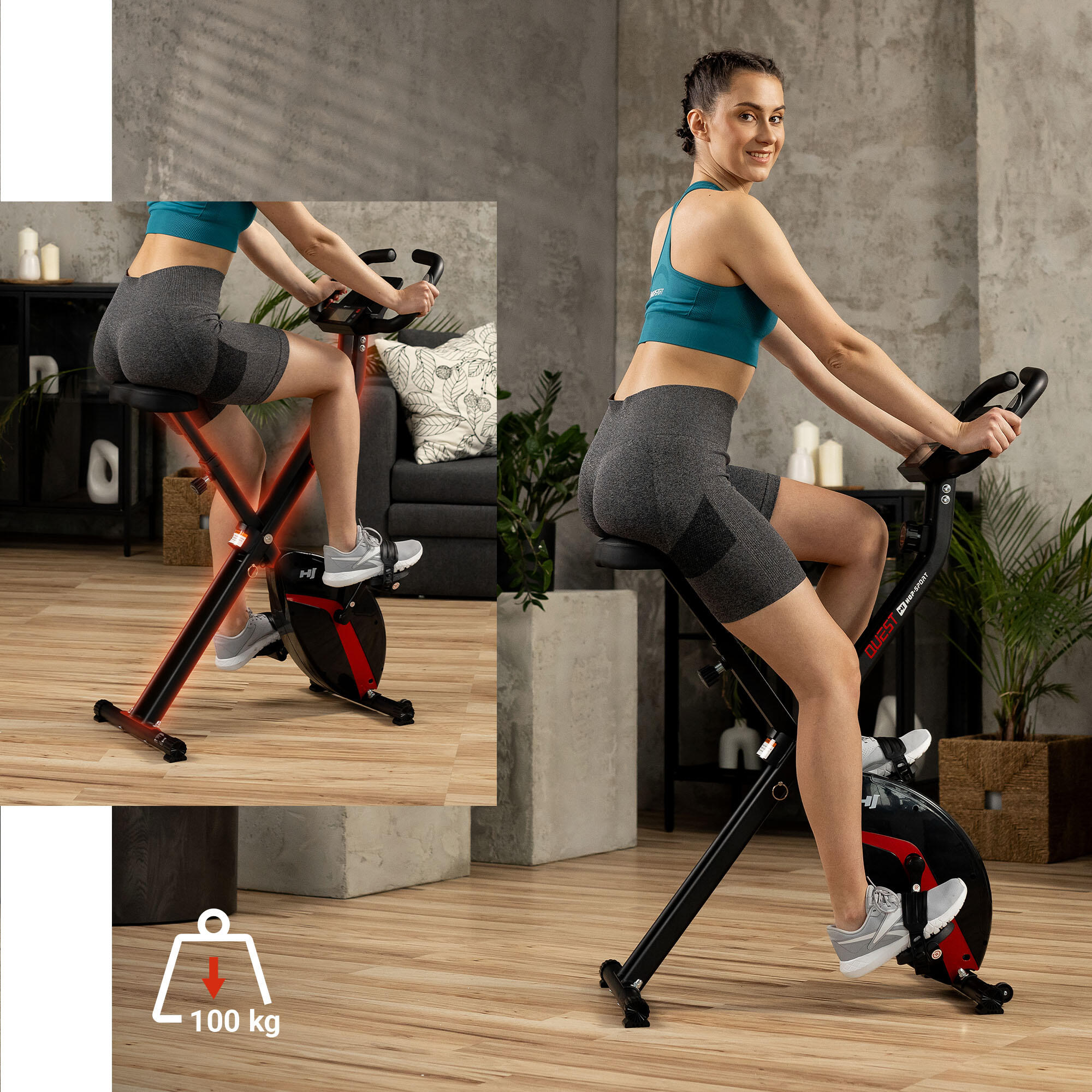 Vélo d'appartement pliable X-Bike Hop-Sport HS-3020X Quest, magnétique 6/7