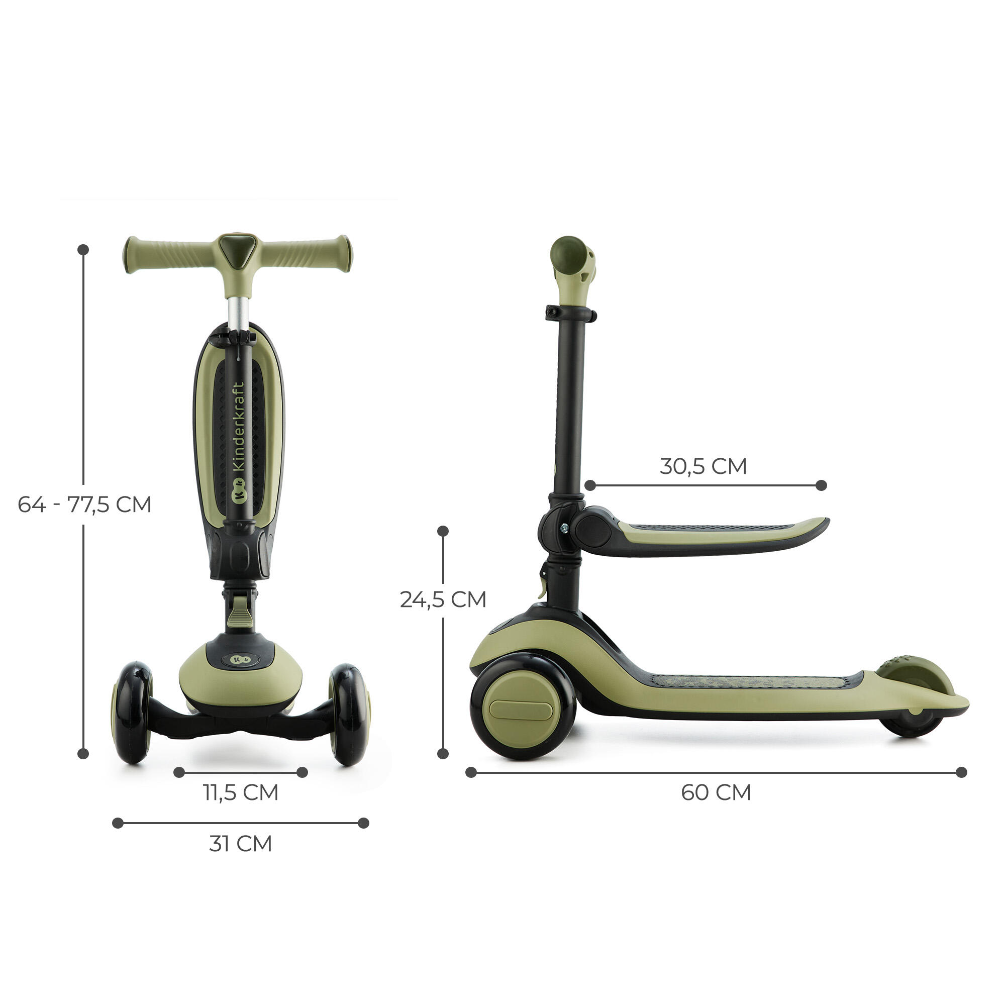 Trottinette Kinderkraft Halley Verte 2 en 1 7/7