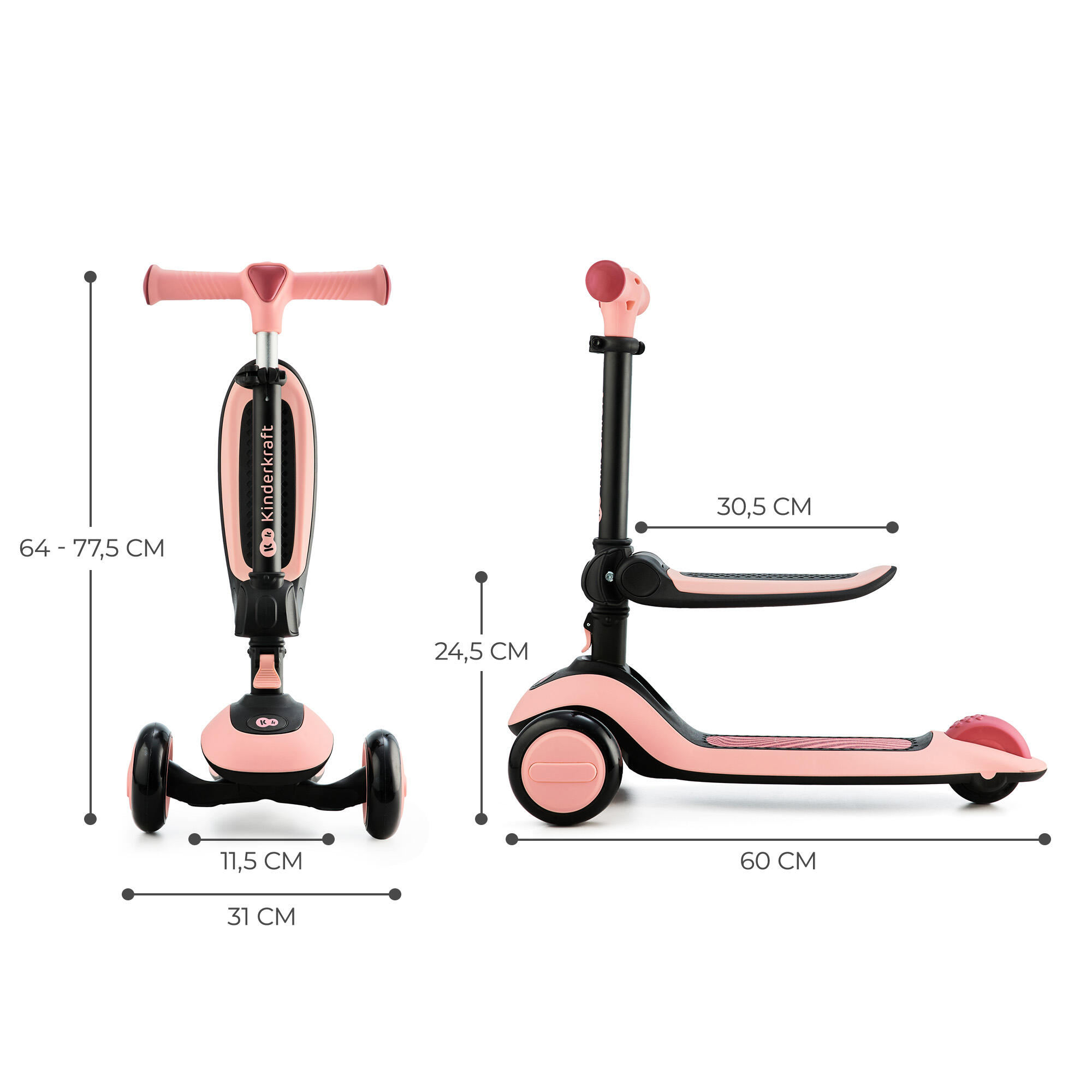 HALLEY roze kinderloopfiets en driewieler scooter 7/7