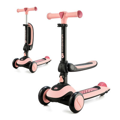 Halley roze kinderloopfiets en driewieler scooter