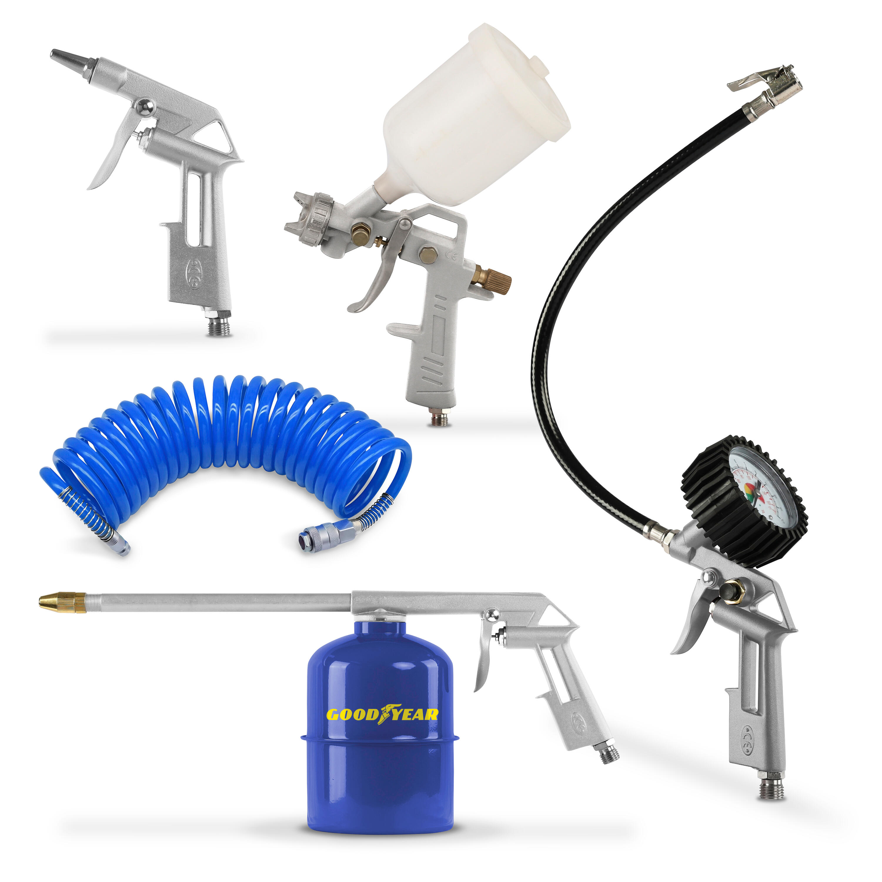 Compresor Aire 24L Goodyear; Hinchador Bicicleta, 8 Bares, 2HP, Kit 5, 188 l/min 4/5