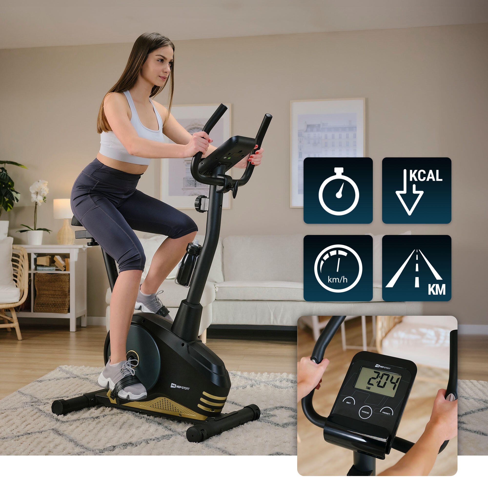 Magnetisches Trainings-Heimfahrrad Hop-Sport Spark 2/7