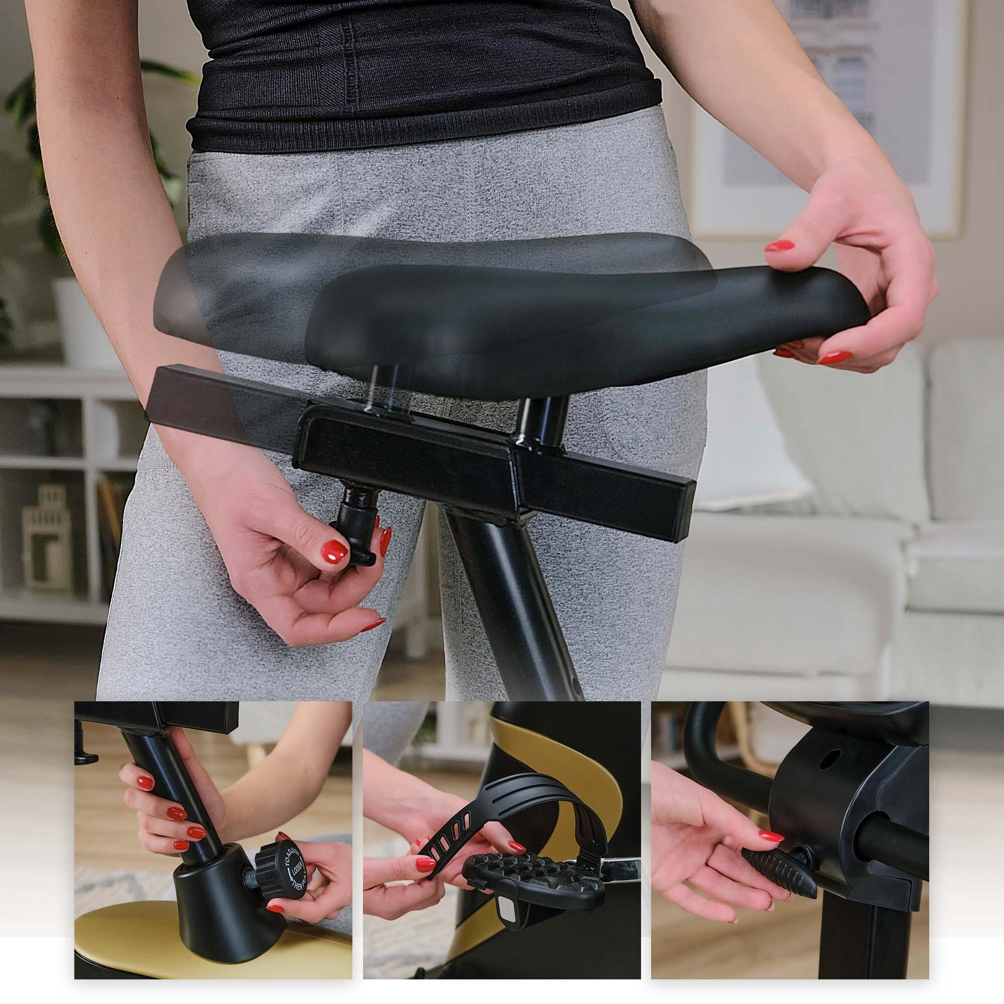 Vélo d'appartement électromagnétique Hop-Sport HS-005H Host, Doré 4/7