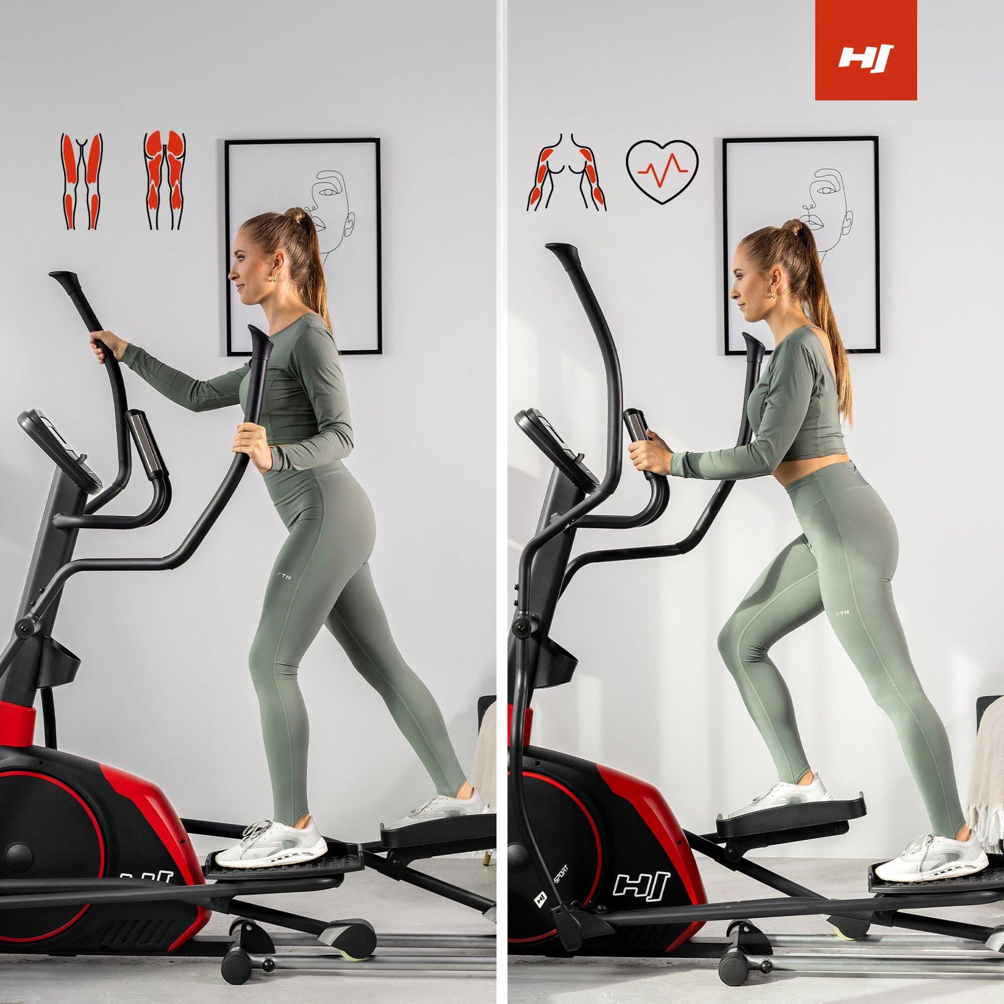Vélo elliptique électromagnétique connecté, Hop-Sport HS-095CF Prizm, Noir 4/7
