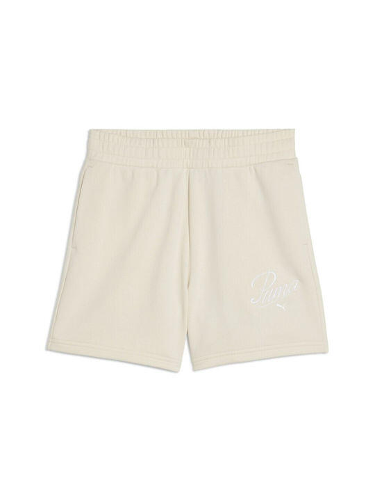 Puma Short Essential Script High-waist 5" Beige 1/2